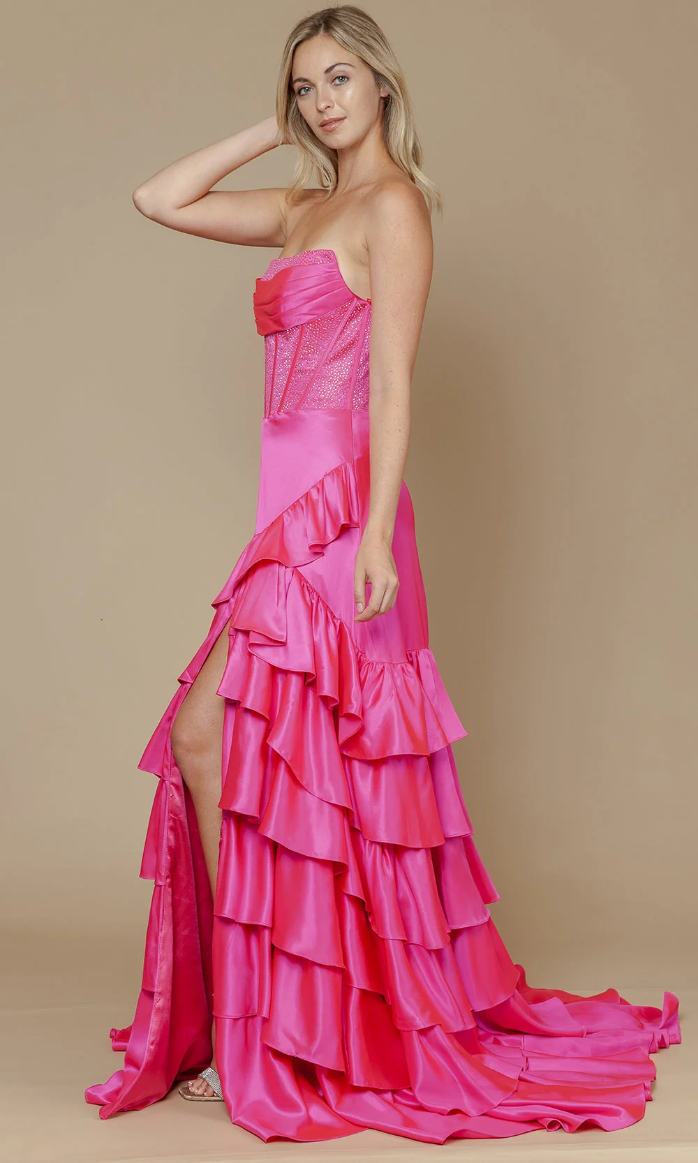 Poly USA 25162 - Embellished Corset Ruffle A-Line Dress - Image 12