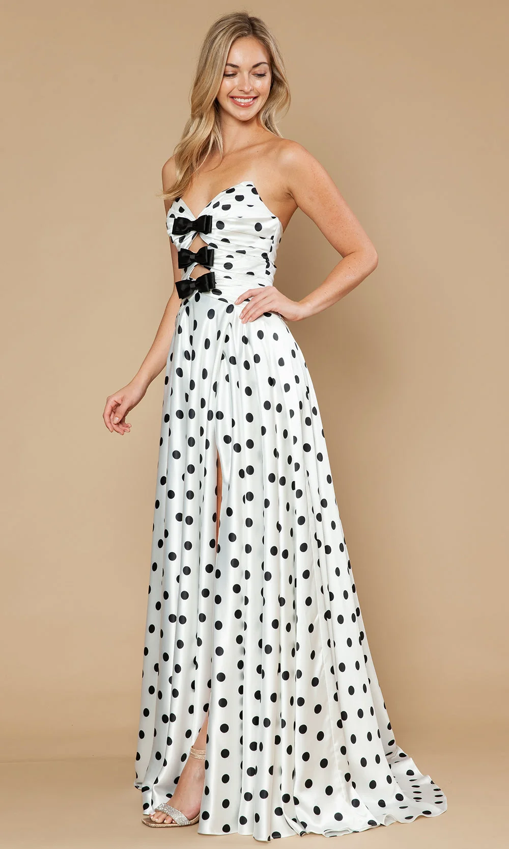 Poly USA 25184 - Strapless Sweetheart Gown with Polka Dot Print - Image 10