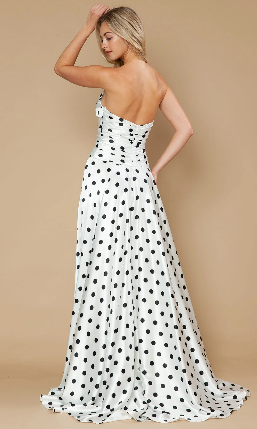 Poly USA 25184 - Strapless Sweetheart Gown with Polka Dot Print - Image 2