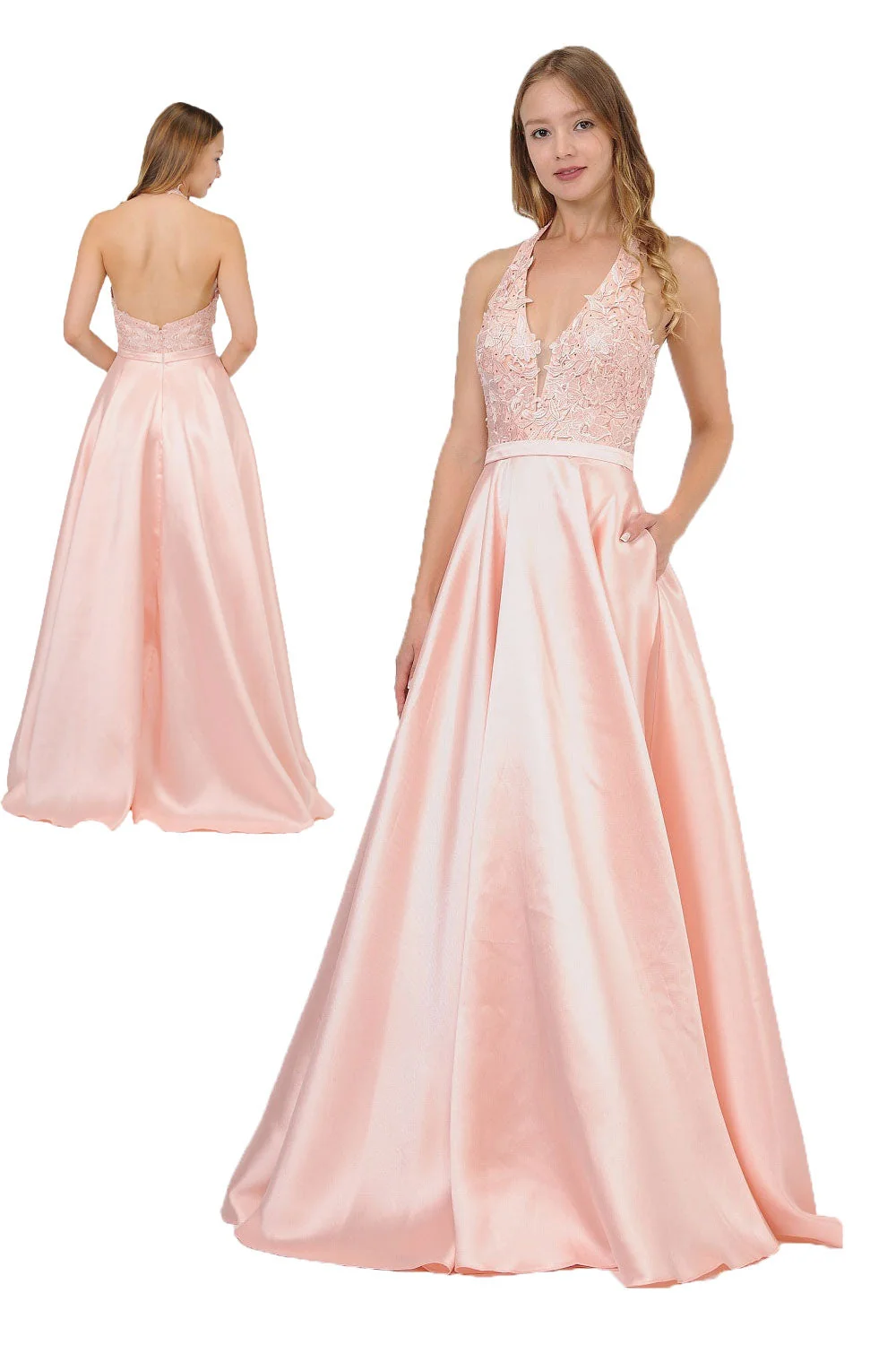 Poly USA 8316 - Open Back A-Line Dress with Embroidery - Image 2