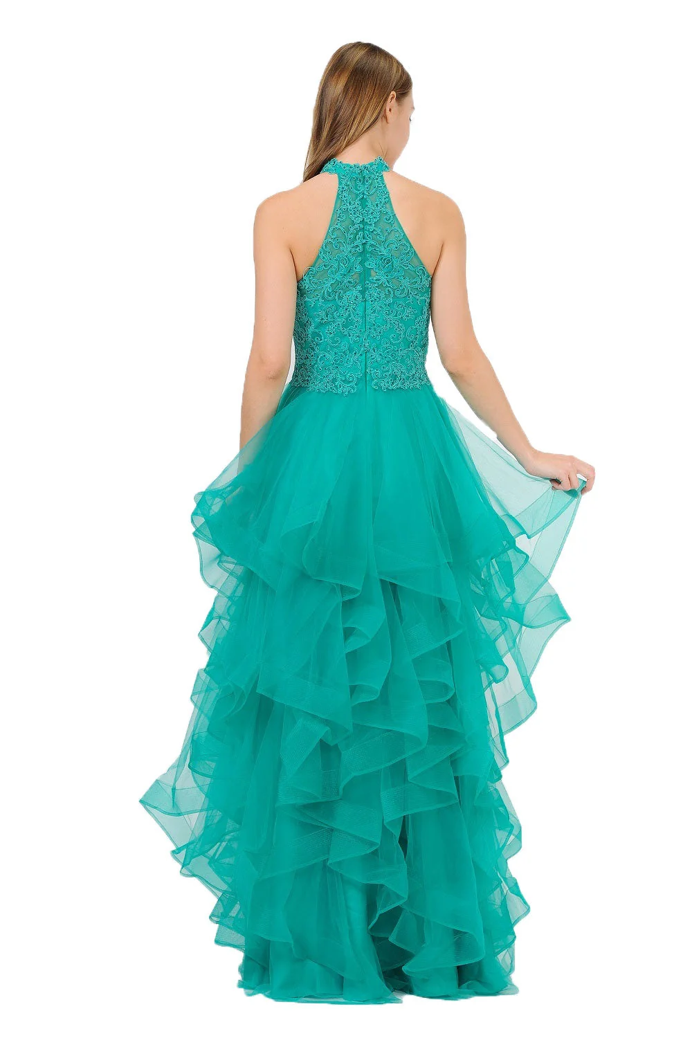 Poly USA 8372 - Embroidered Ruffle A-Line Gown - Image 4