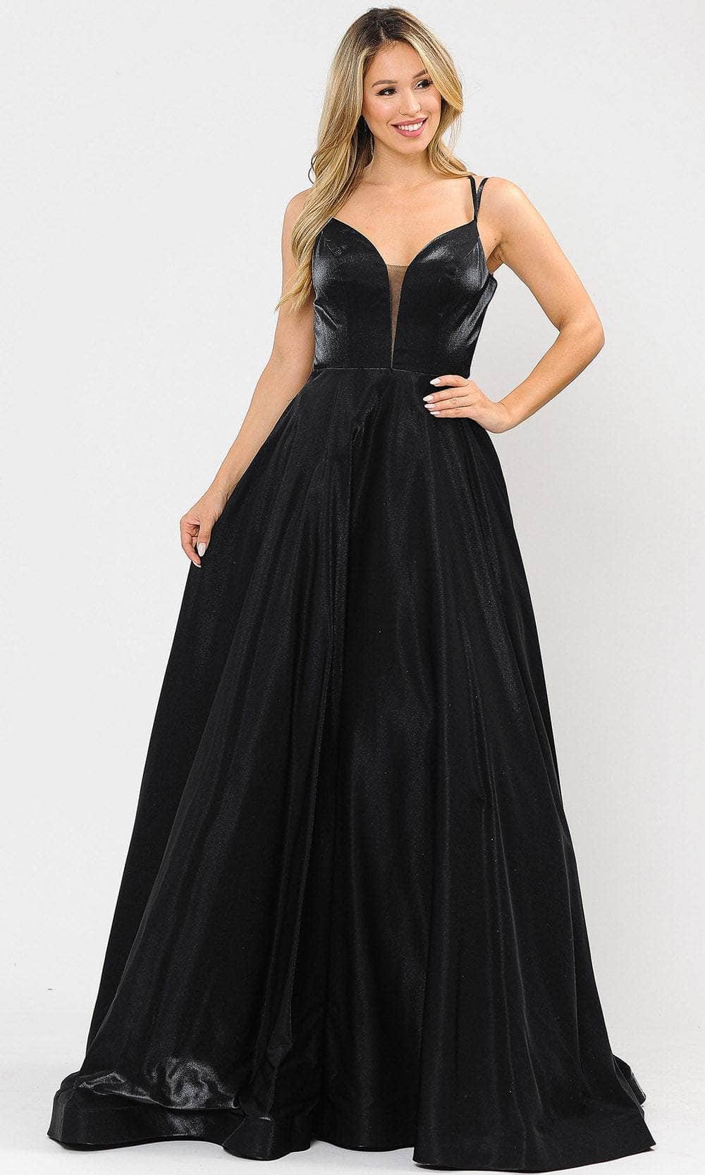 Poly USA 8644 - Deep V-Neck Satin Gown