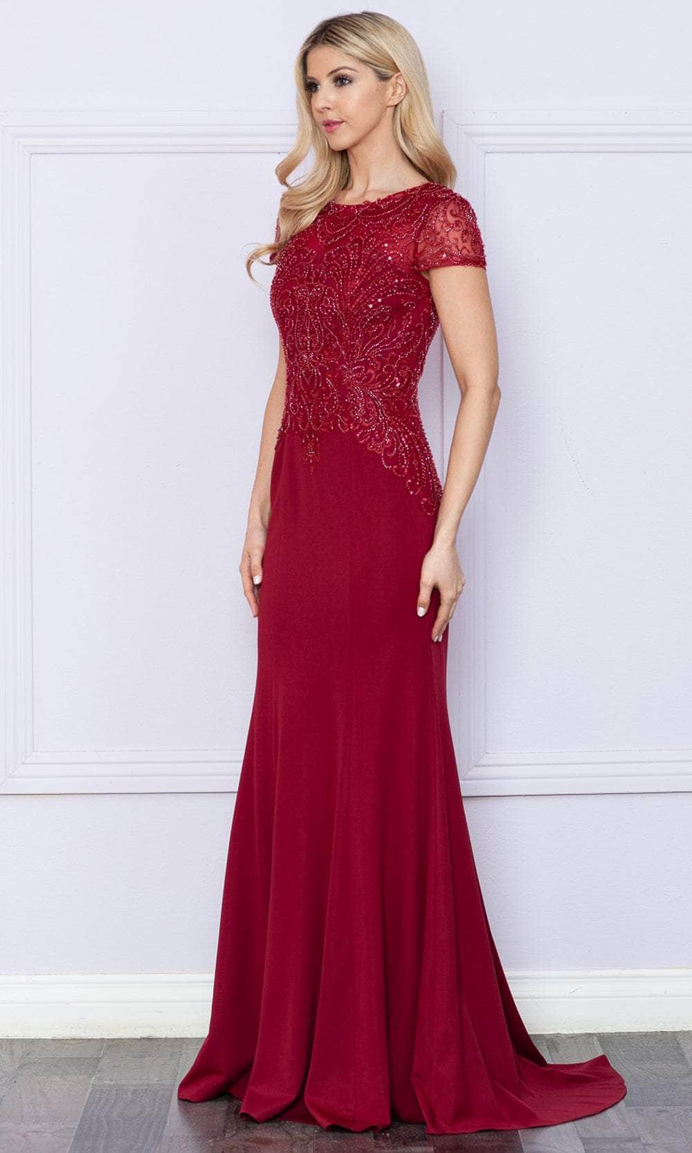 Poly USA 9320 - Short Sleeve Embellished Prom Dress - Image 5