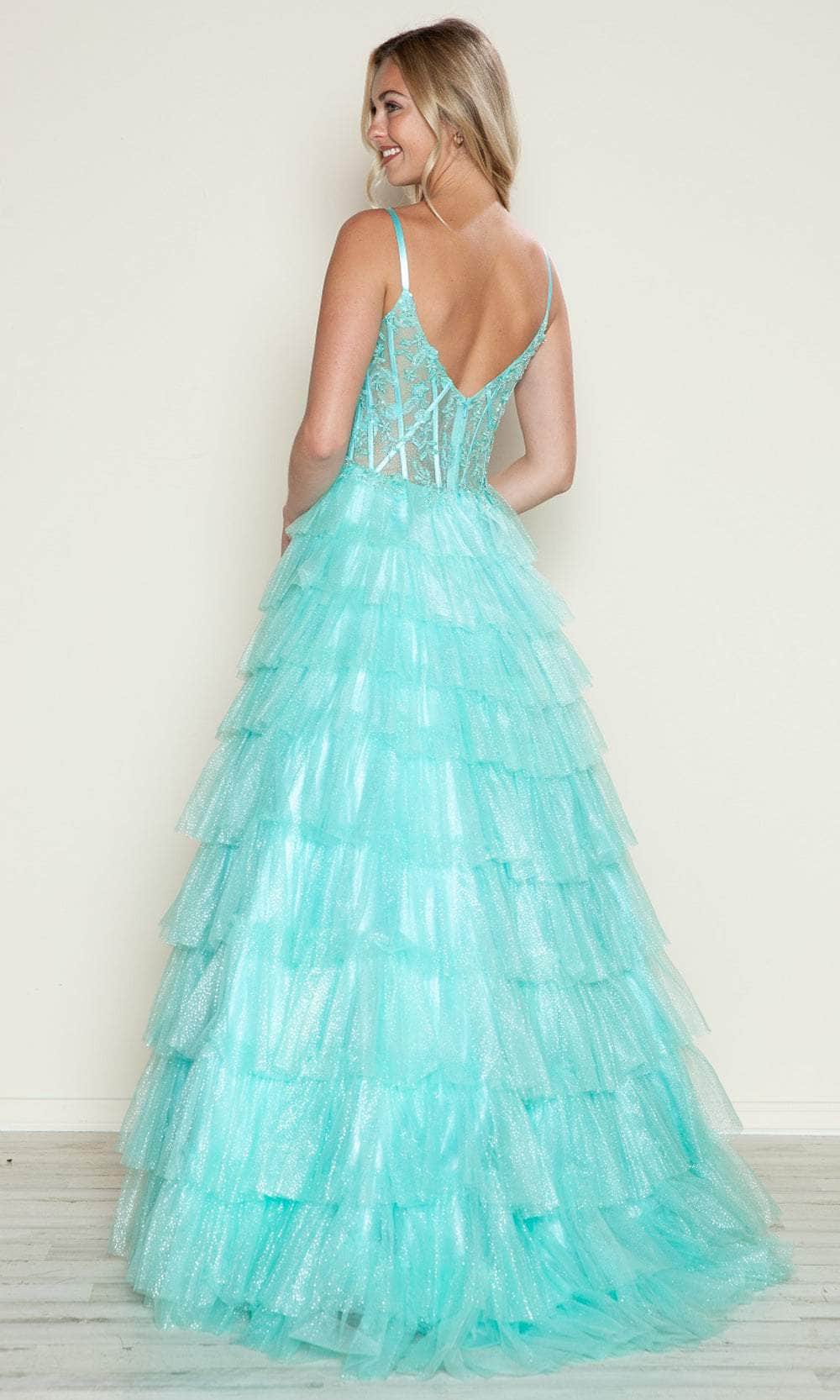 Poly USA 9608 - V-Back Ruffle Prom Dress - Image 2