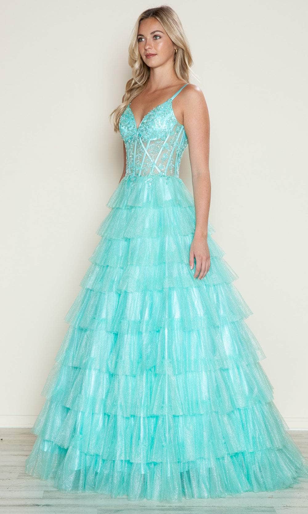 Poly USA 9608 - V-Back Ruffle Prom Dress - Image 3