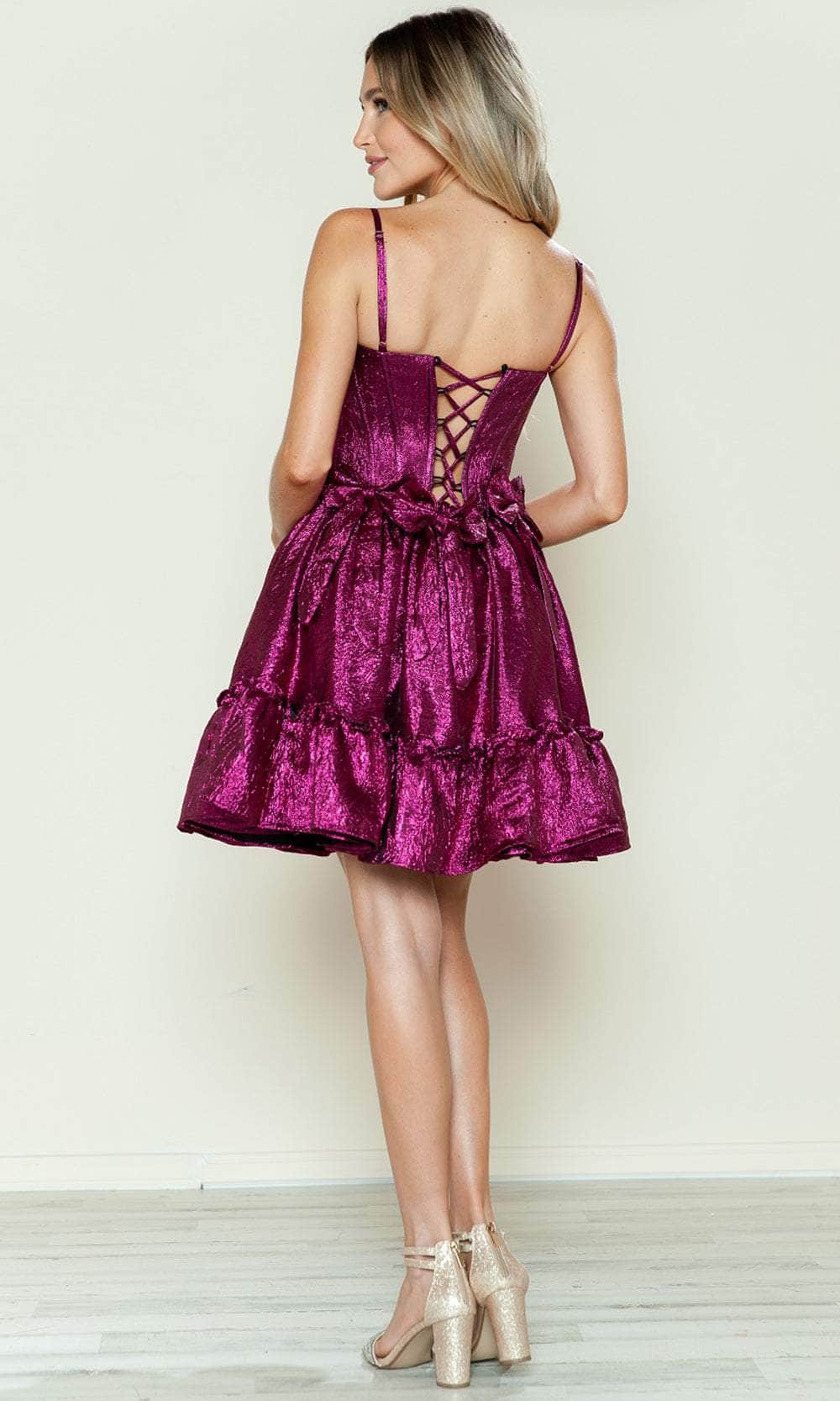 Poly USA 9724 - Bow Accented A-Line Cocktail Dress - Image 2