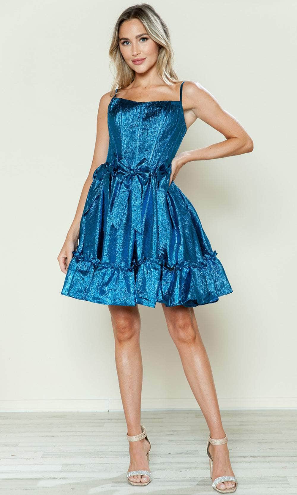 Poly USA 9724 - Bow Accented A-Line Cocktail Dress - Image 4