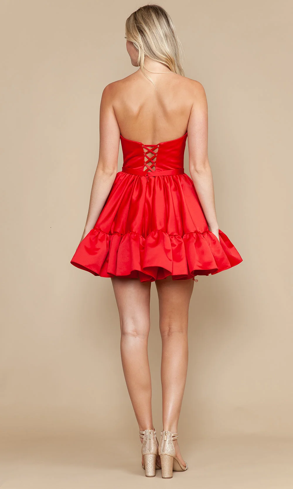 Poly USA 9782 - Ruffled Hem A-Line Strapless Dress - Image 6