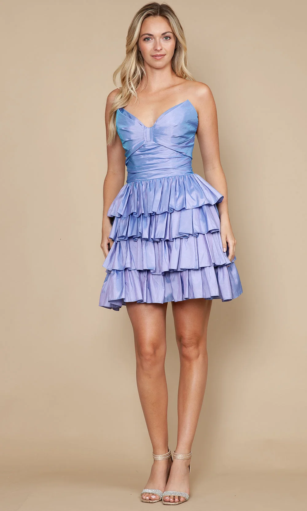 Poly USA 9800 - Bow Neckline Tiered Ruffle Dress - Image 11