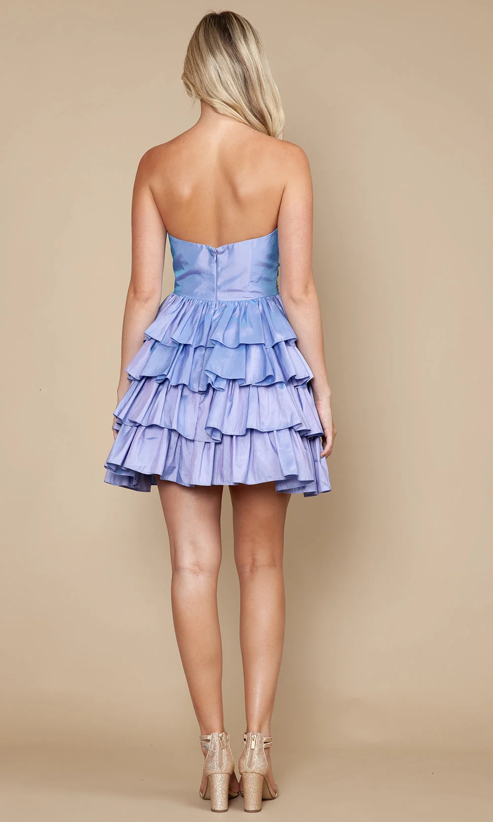 Poly USA 9800 - Bow Neckline Tiered Ruffle Dress - Image 2