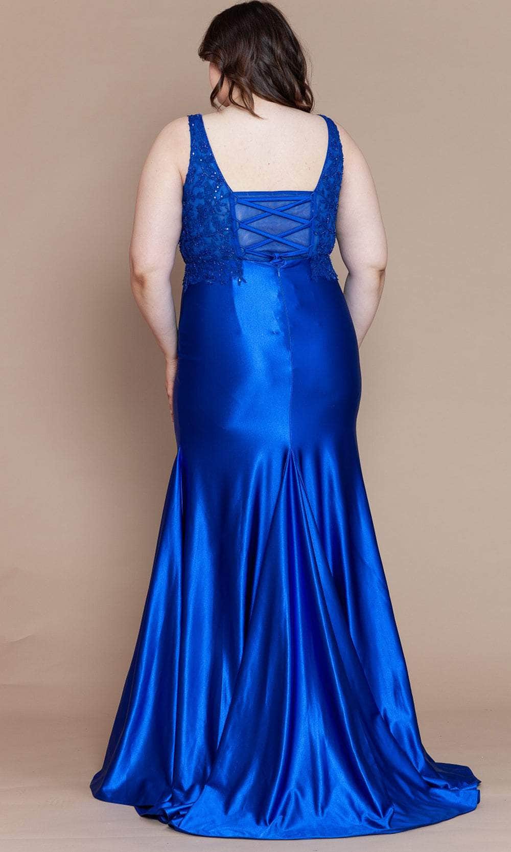 Poly USA W1160 - Embroidered V-Neck Plus Prom Dress - Image 5