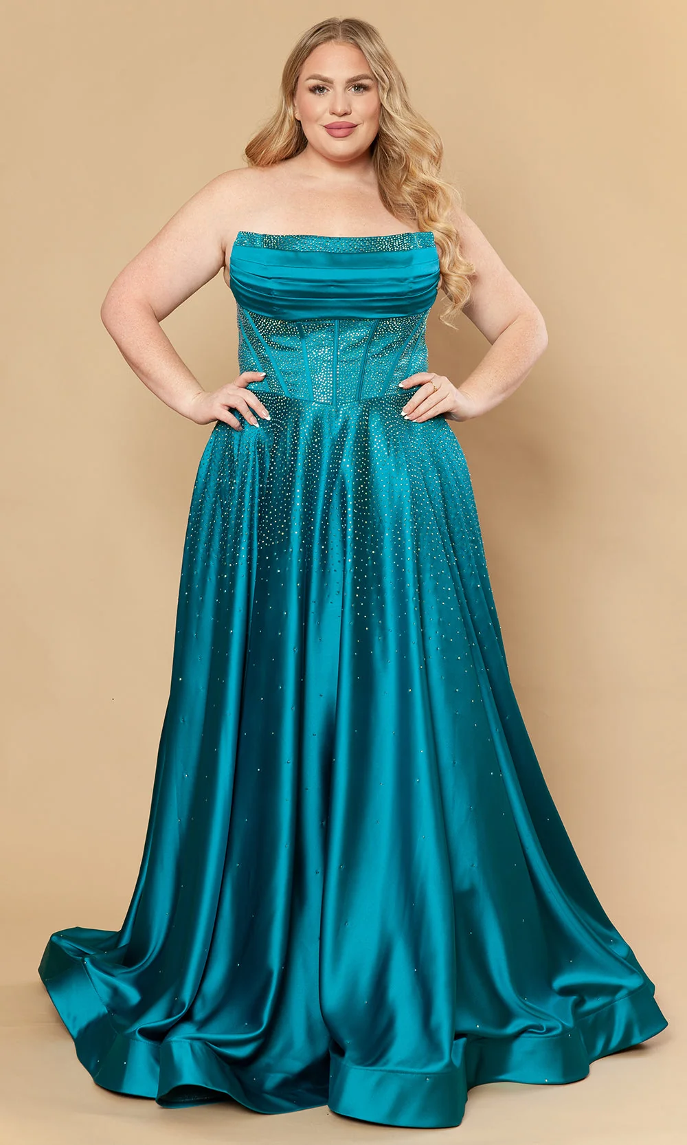 Poly USA W1244 - Dazzling Beaded A-Line Strapless Gown - Image 22