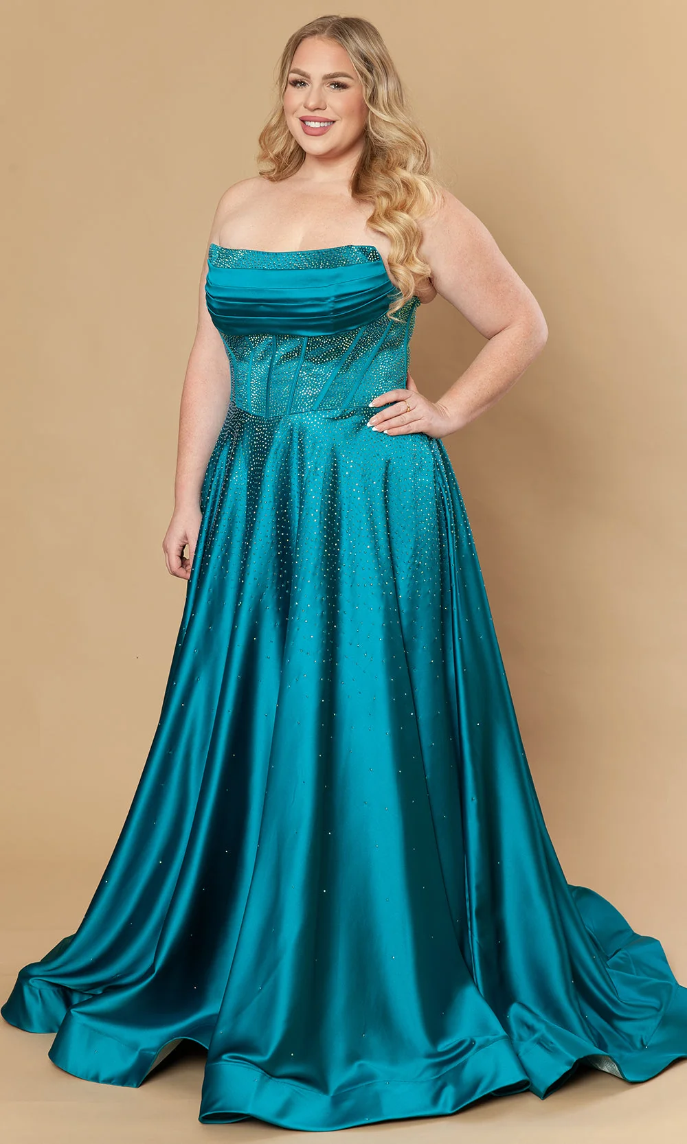 Poly USA W1244 - Dazzling Beaded A-Line Strapless Gown - Image 3