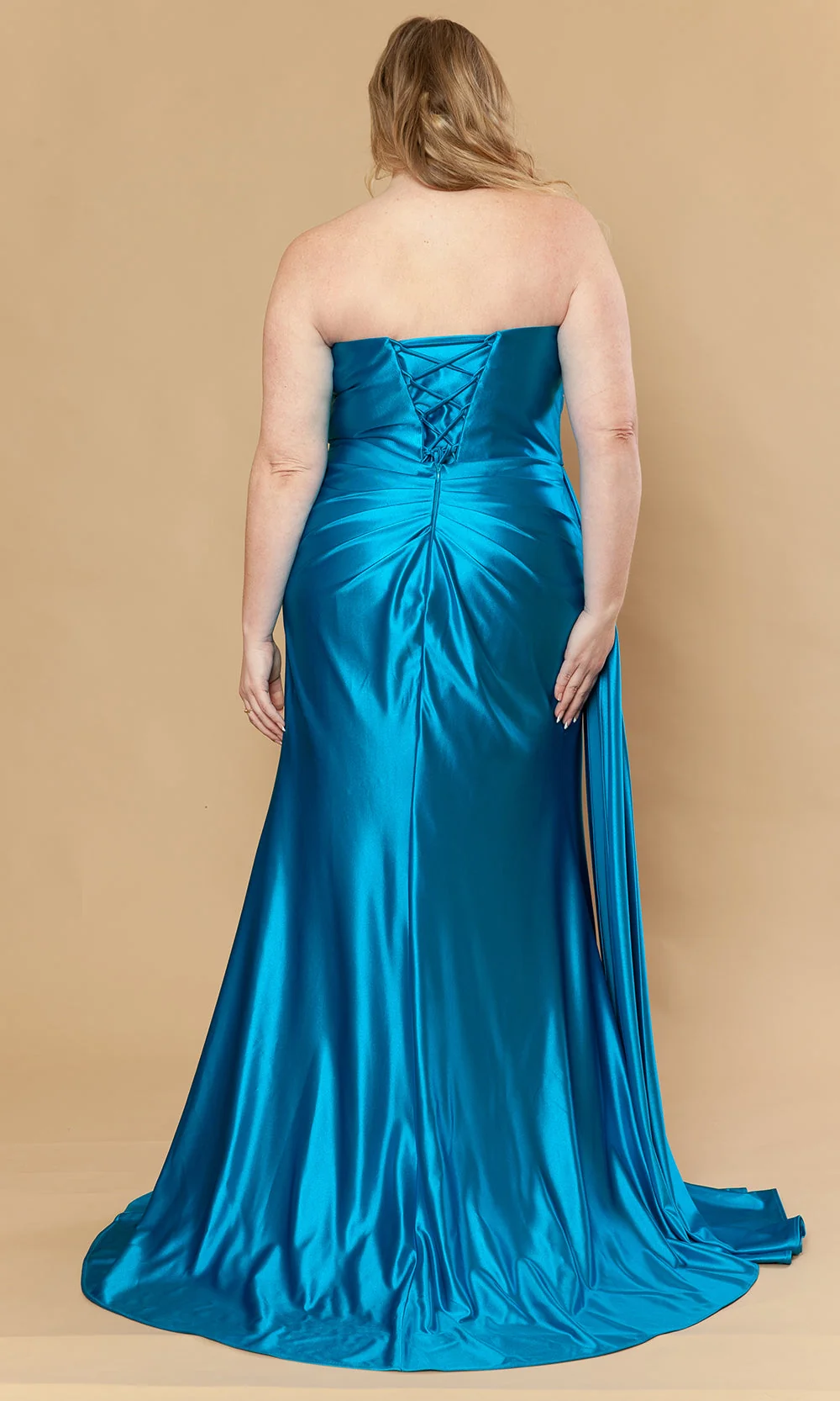 Poly USA W1248 - Strapless Side Drape Fitted Gown - Image 12