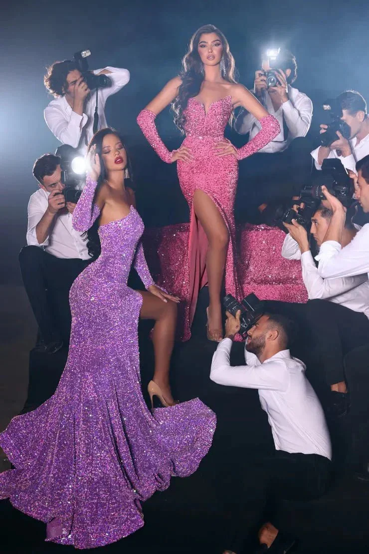 Portia and Scarlett PS23521 - Thigh High Sequin Prom Dress - Image 7