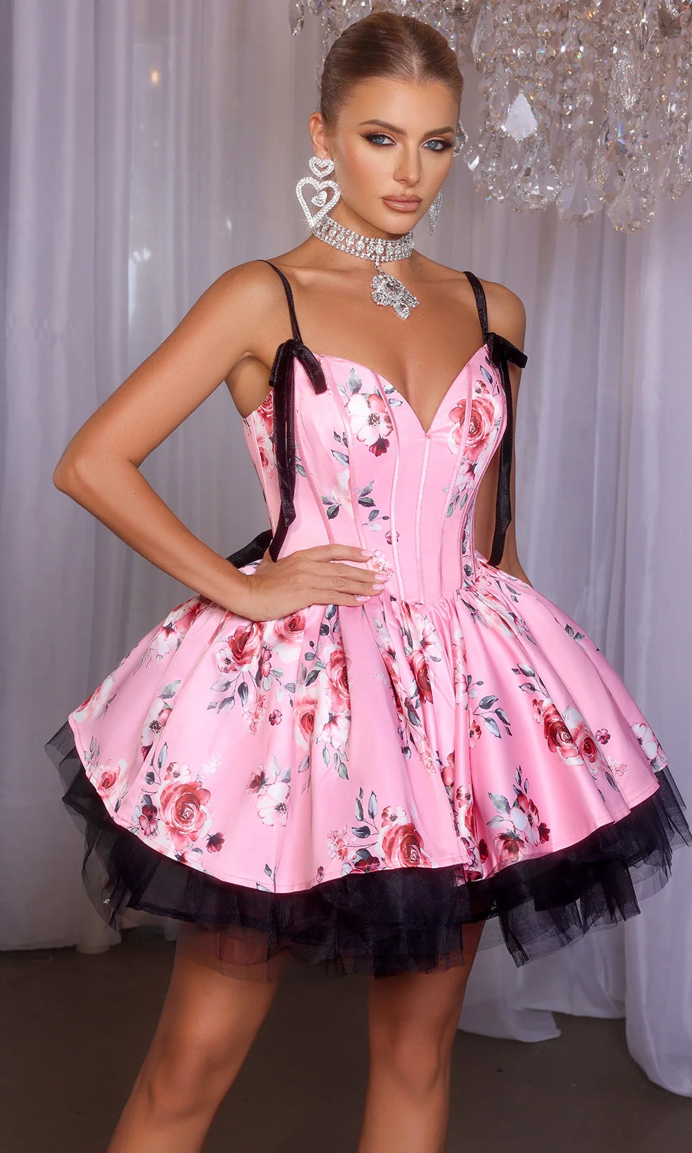 Portia and Scarlett PS25765 - Ribbon Strap Floral Sweetheart Dress - Image 10