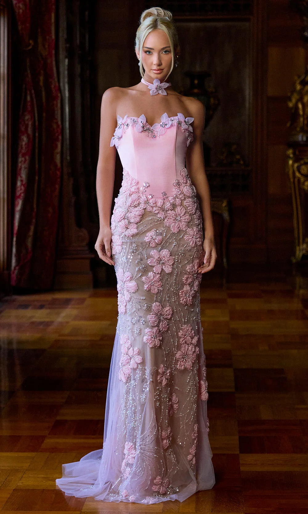 Portia and Scarlett PS26917E - Sweetheart Floral Detail Long Dress