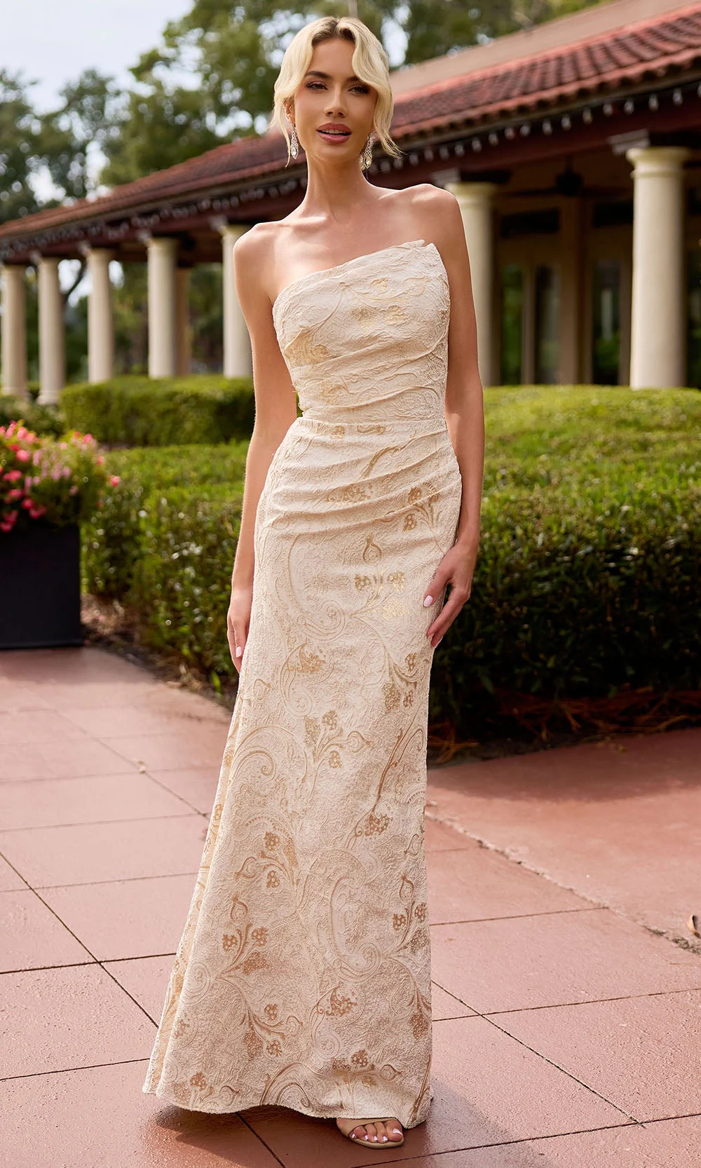 Primavera Couture 13163 - Strapless Asymmetric Fitted Long Dress