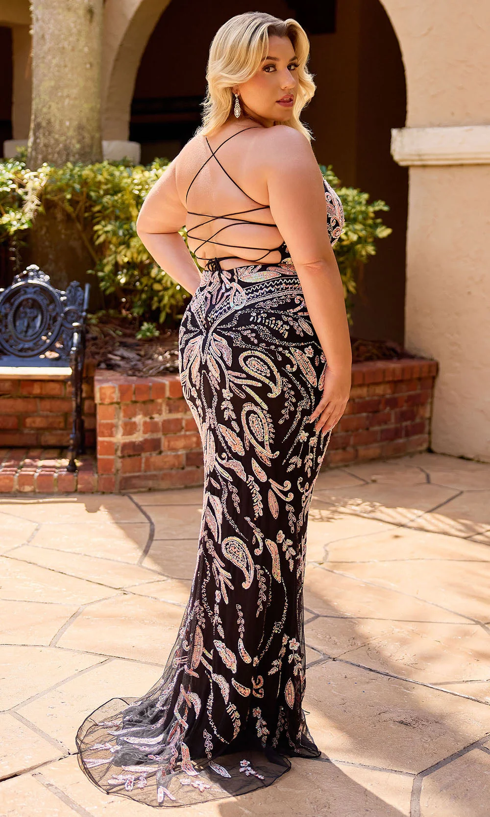 Primavera Couture 14102 - Sleeveless Fitted Dress with Paisley Beading - Image 2