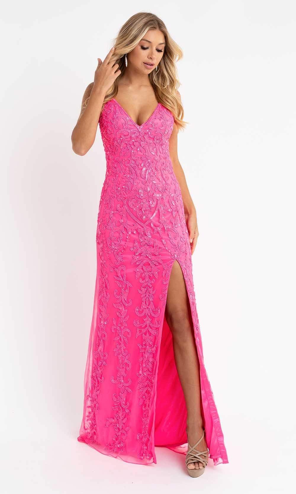 Primavera Couture 3749 - Sequin V-Neck Open Back Gown - Image 5
