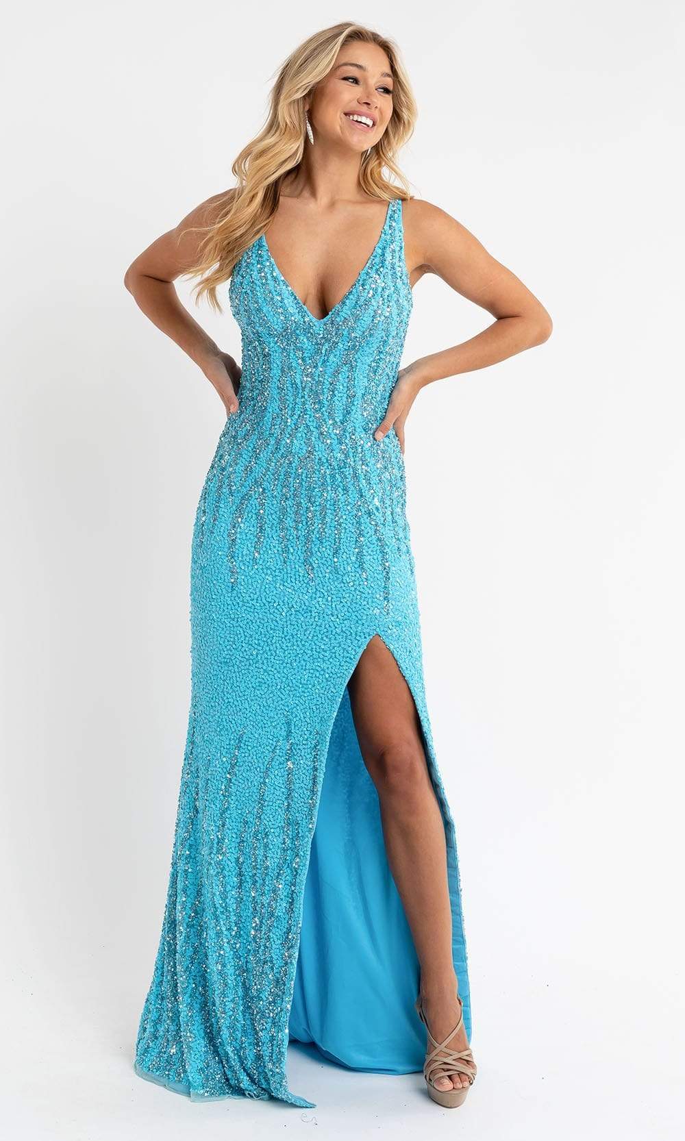 Primavera Couture 3751 - Sequin Plunging V-Neck Gown - Image 14