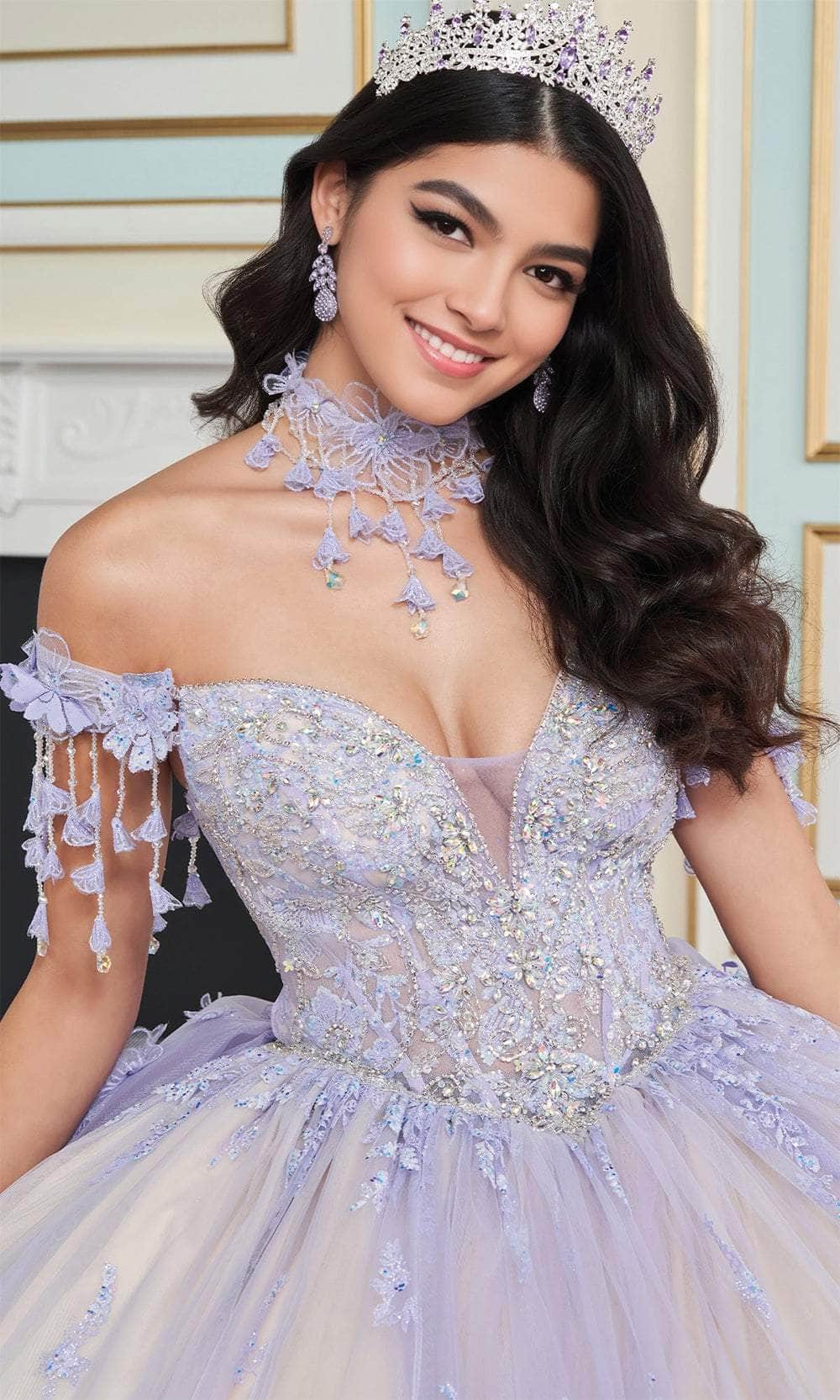Princesa by Ariana Vara PR30172 - Off-Shoulder Floral Embellished Ball Gown - Image 4