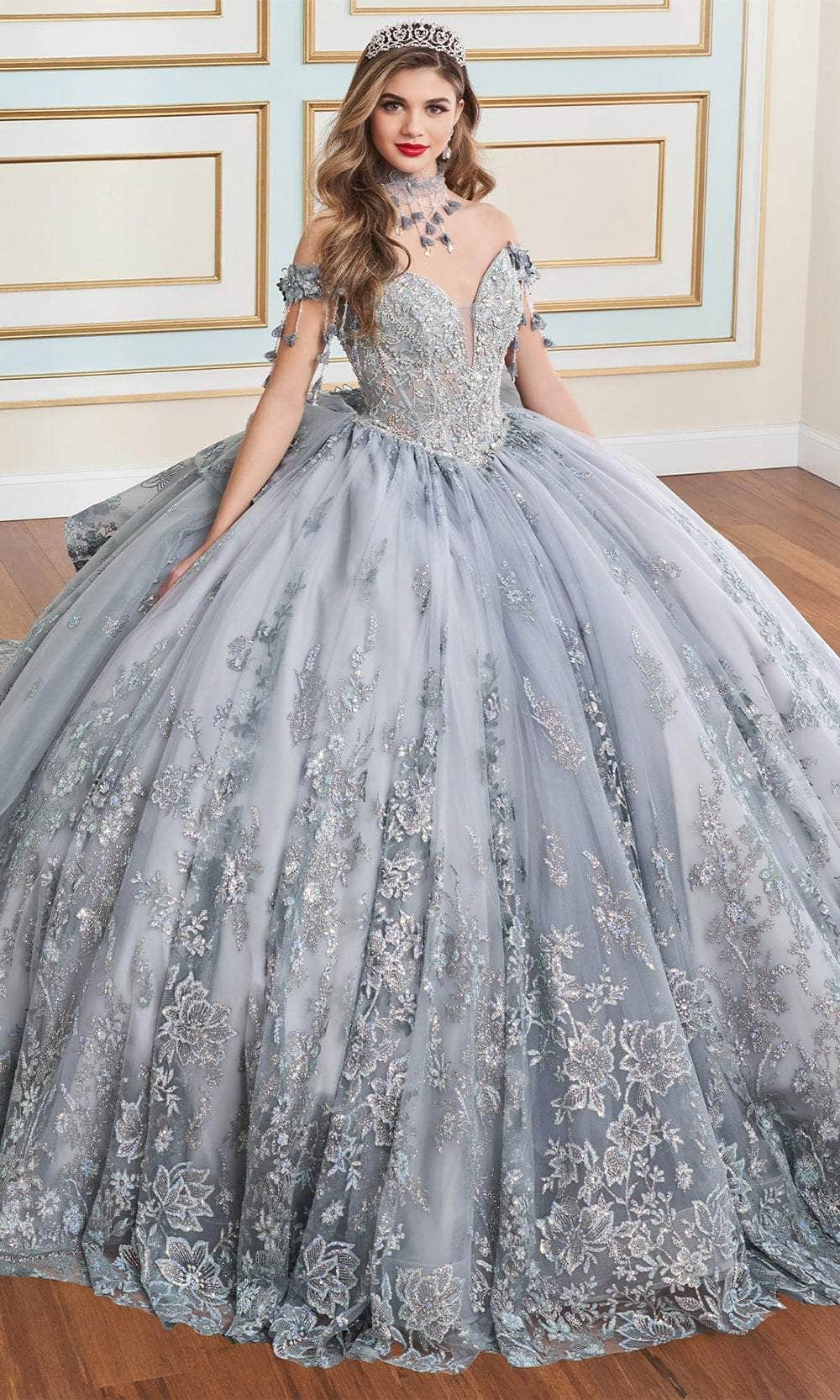 Princesa by Ariana Vara PR30172 - Off-Shoulder Floral Embellished Ball Gown - Image 6