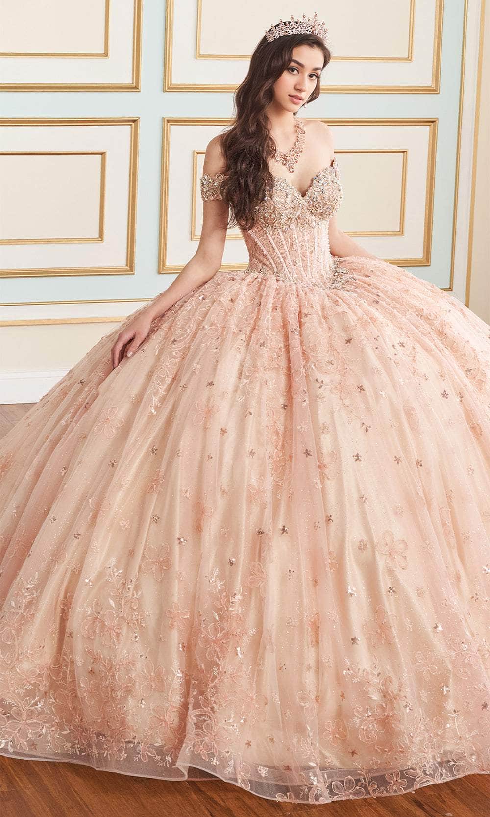 Princesa by Ariana Vara PR30177 - Embroidered with Capelet Lace Quinceañera Gown - Image 6