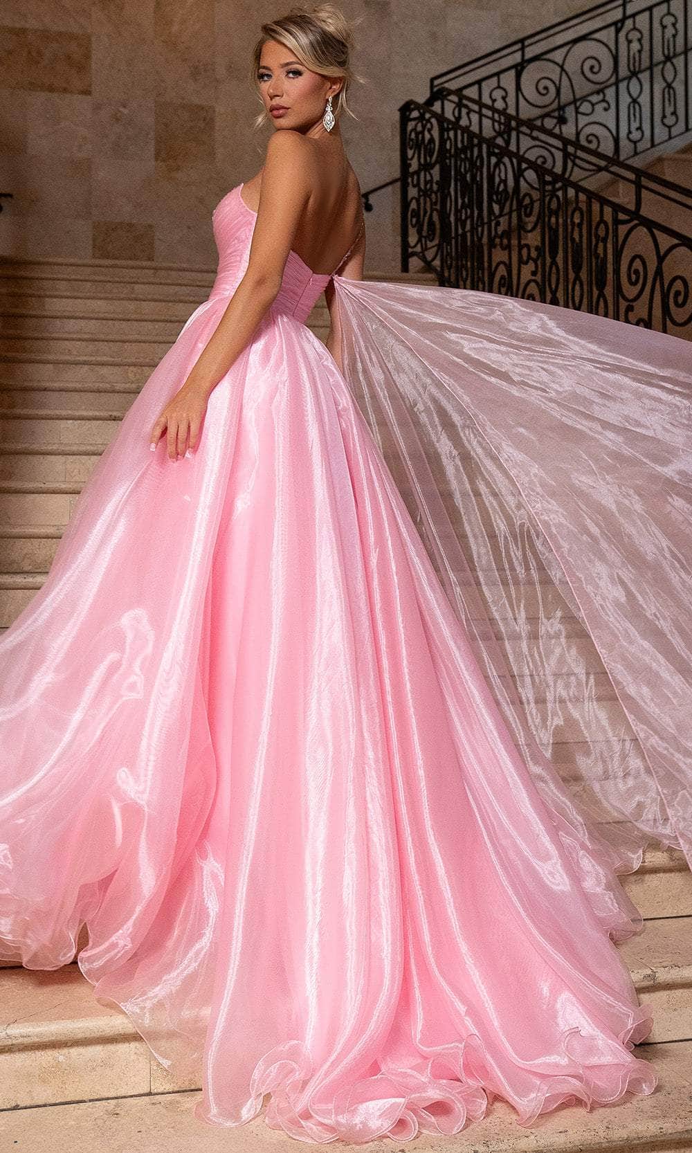 Rachel Allan 50342 - One Shoulder Flowing Organza Gown - Image 2
