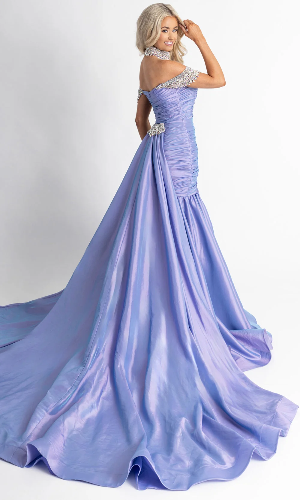 Rachel Allan 50396 - Ruched Bodice Beaded Sleeve Prom Gown - Image 5