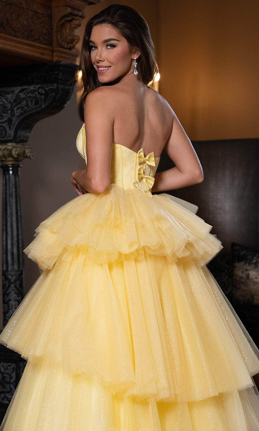 Rachel Allan 70876 - Strapless Corset Bodice Glitter Gown - Image 16