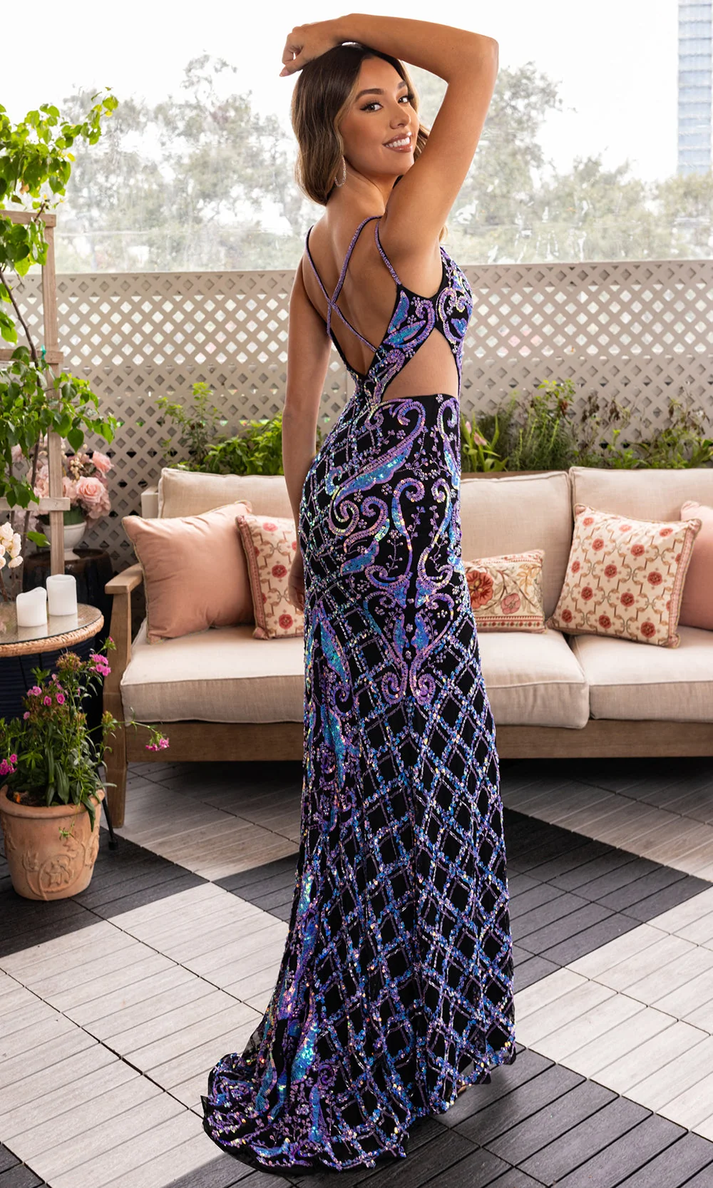 Rachel Allan 70901 - Sequin Embellished High Slit Gown - Image 2