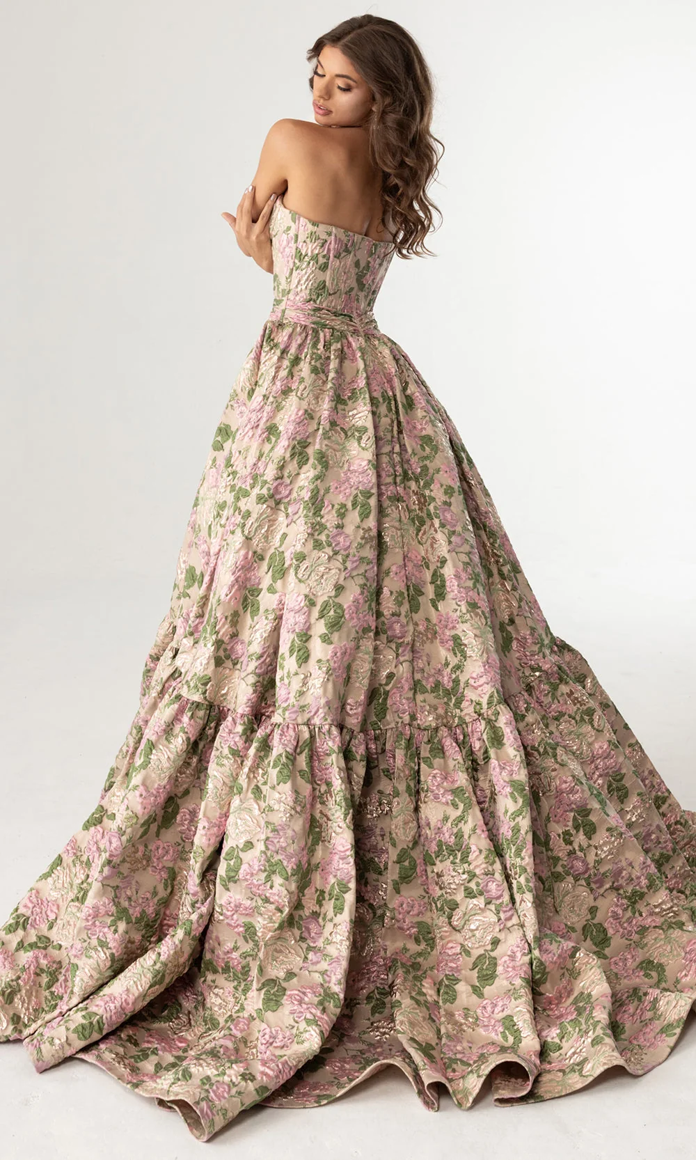Rachel Allan 70939 - Floral Pattern Sweetheart Evening Gown - Image 6