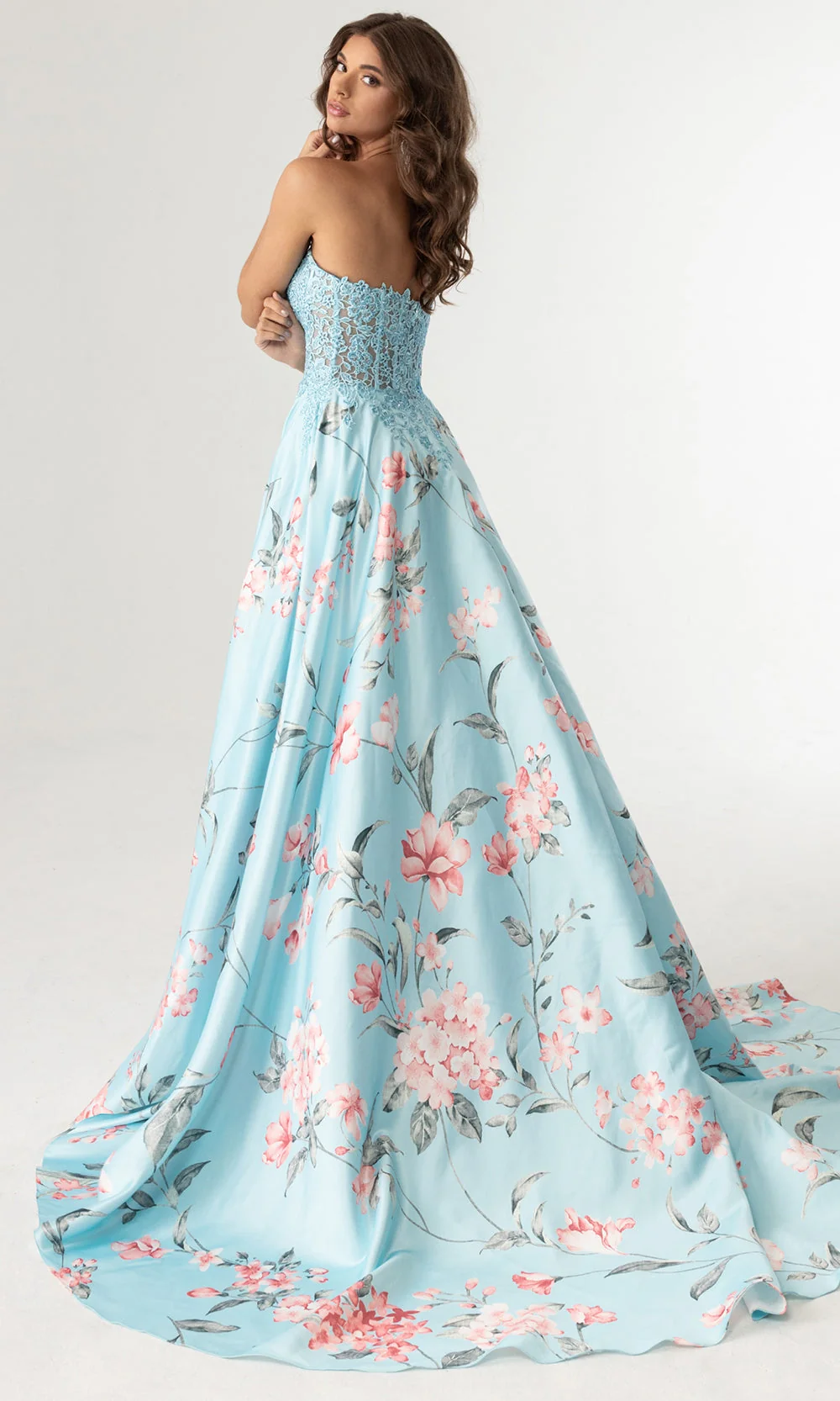 Rachel Allan 71031 - Embroidered Corset A-Line Floral Gown - Image 2