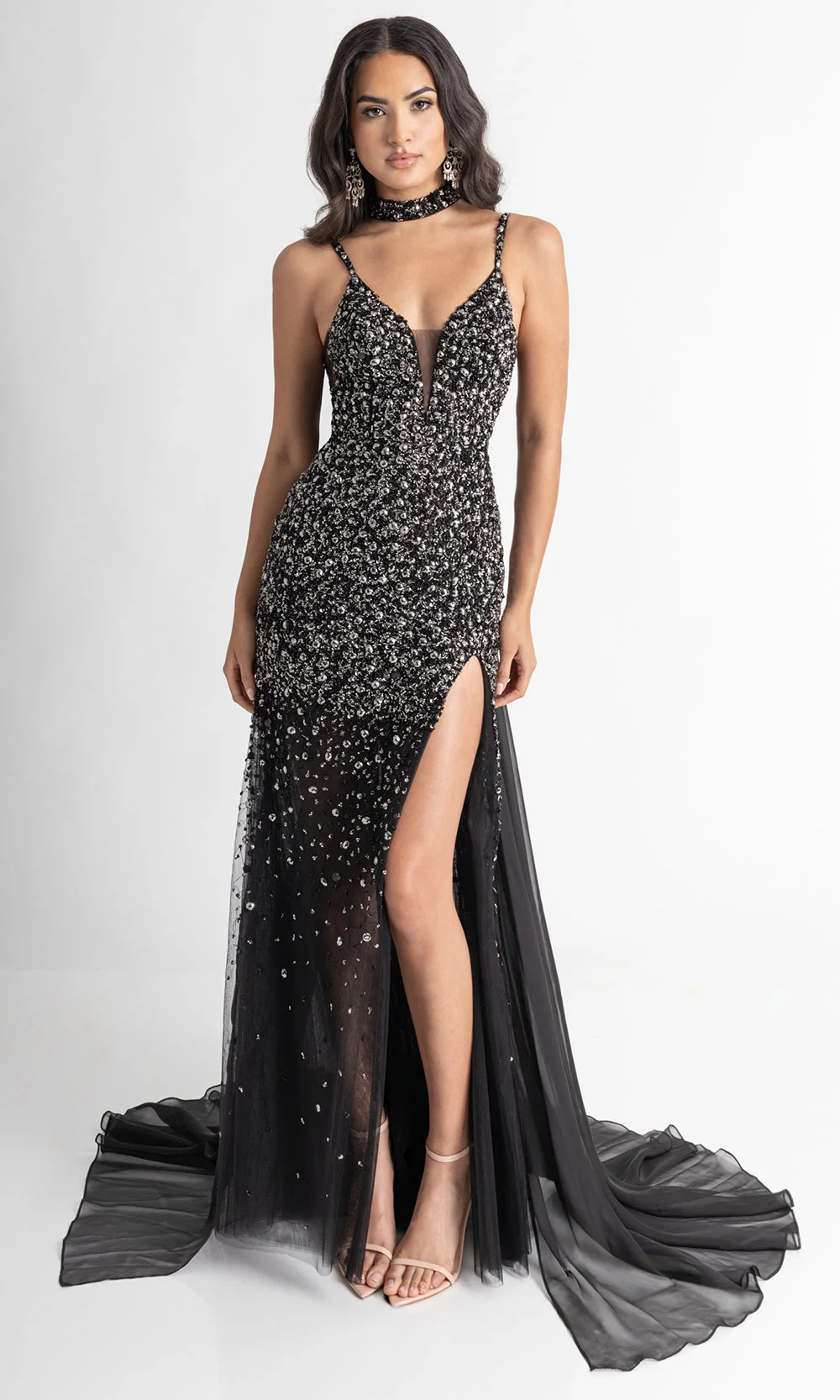 Rachel Allan 71047 - Beaded Spaghetti Strap Sheath Evening Gown - Image 5