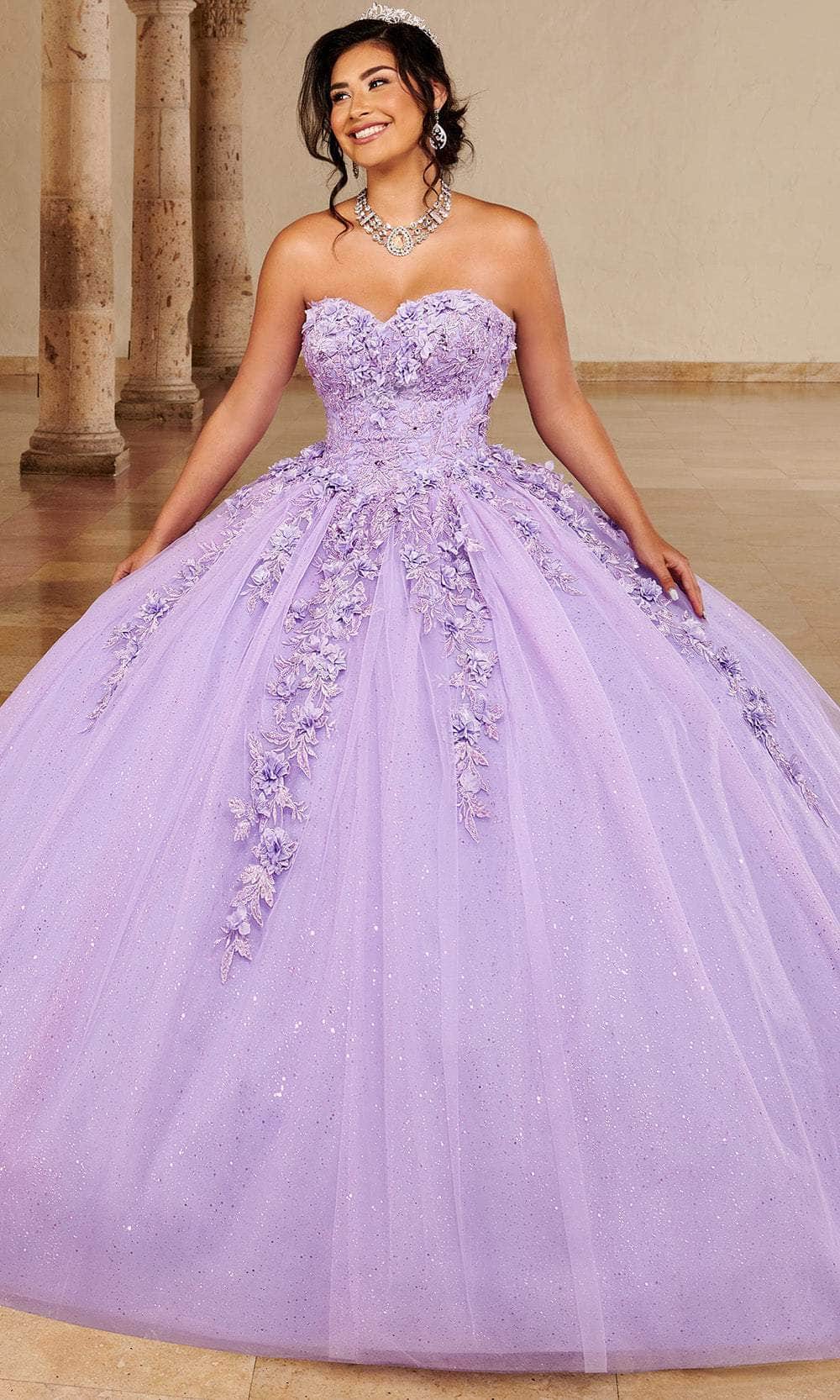 Rachel Allan MQ1092 - Floral Appliqued Sweetheart Neckline Gown - Image 7