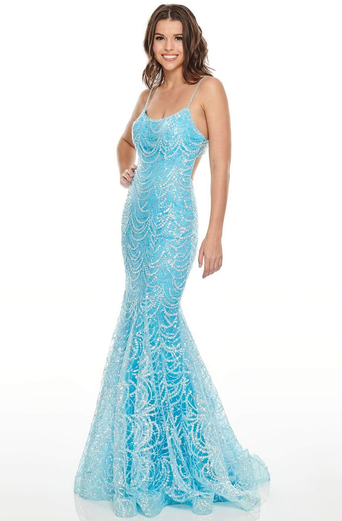 Rachel Allan Prom 7112 - Scoop Neck Beaded Evening Dress - Image 3