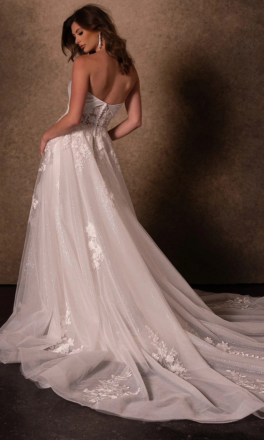 Rachel Allan RB3229 - Semi-Sweetheart Lace Slit Gown - Image 2