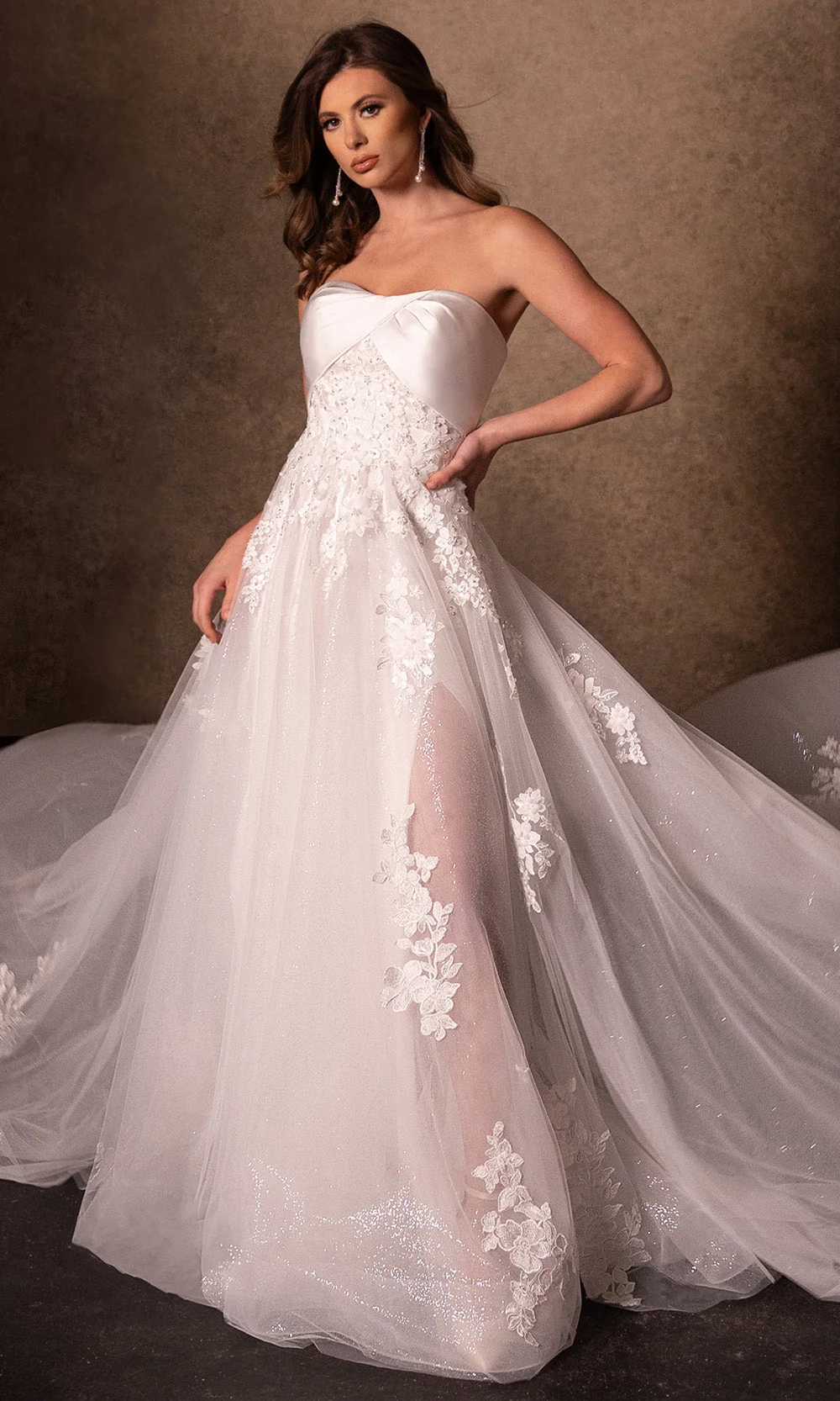 Rachel Allan RB3229 - Semi-Sweetheart Lace Slit Gown - Image 3