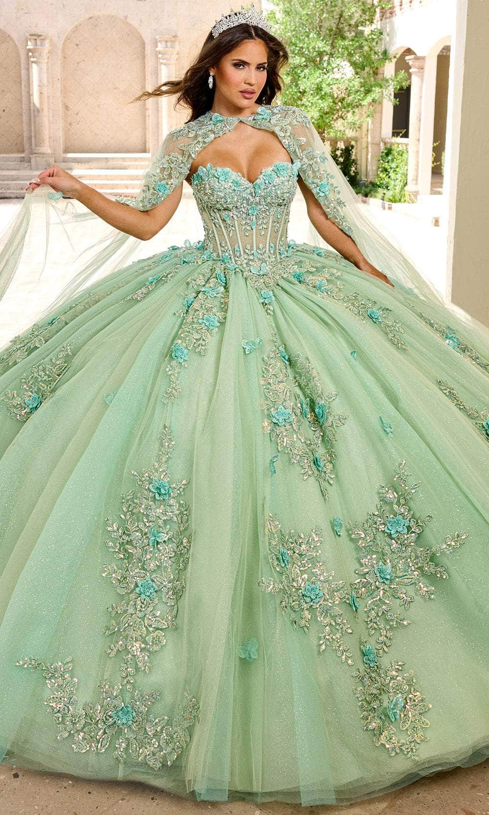 Rachel Allan RQ1155 - Floral Appliqued Sweetheart Ballgown - Image 12