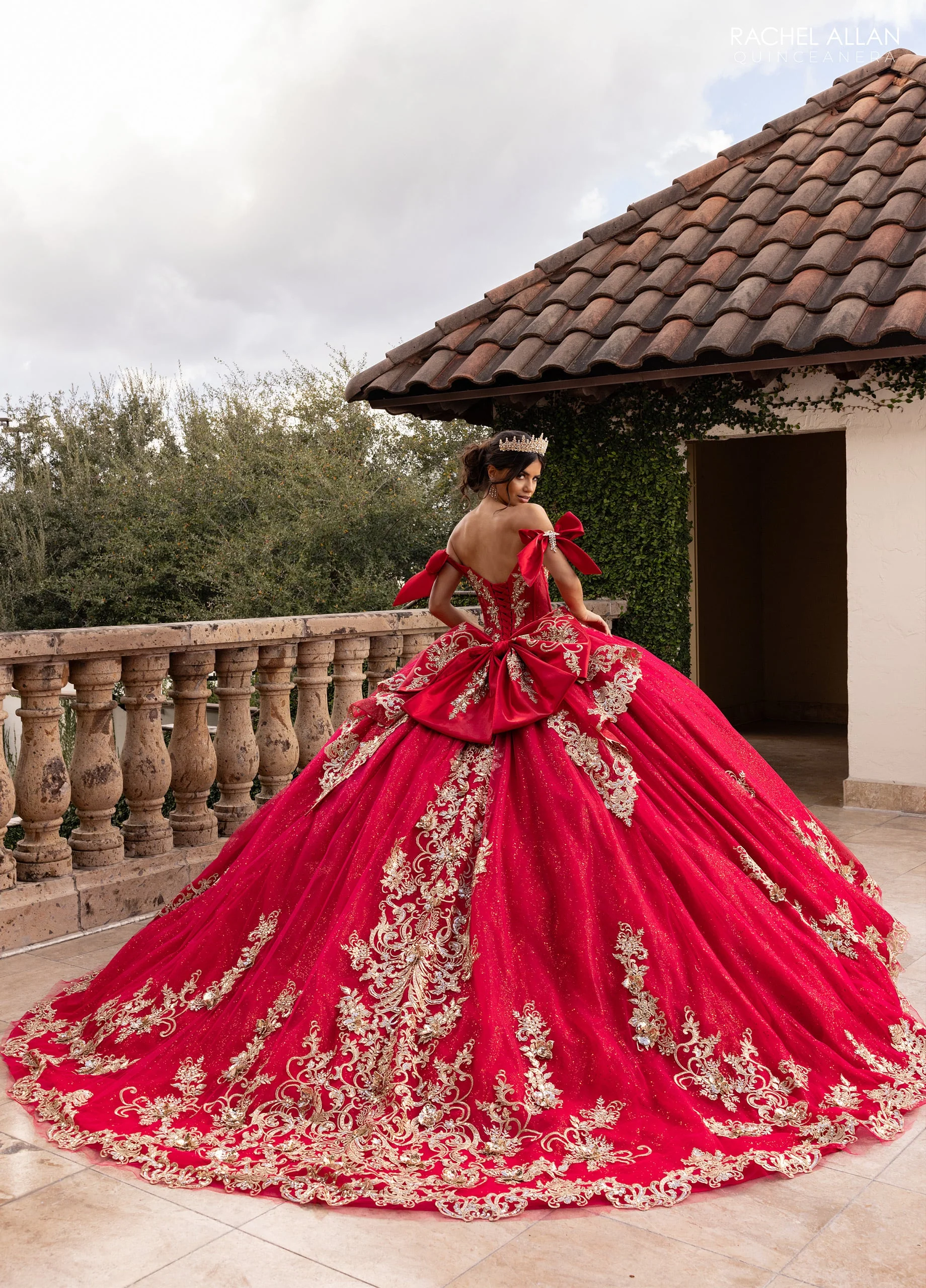 Rachel Allan RQ3155 - Bow Accented Sleeve Embroidered Ballgown - Image 10