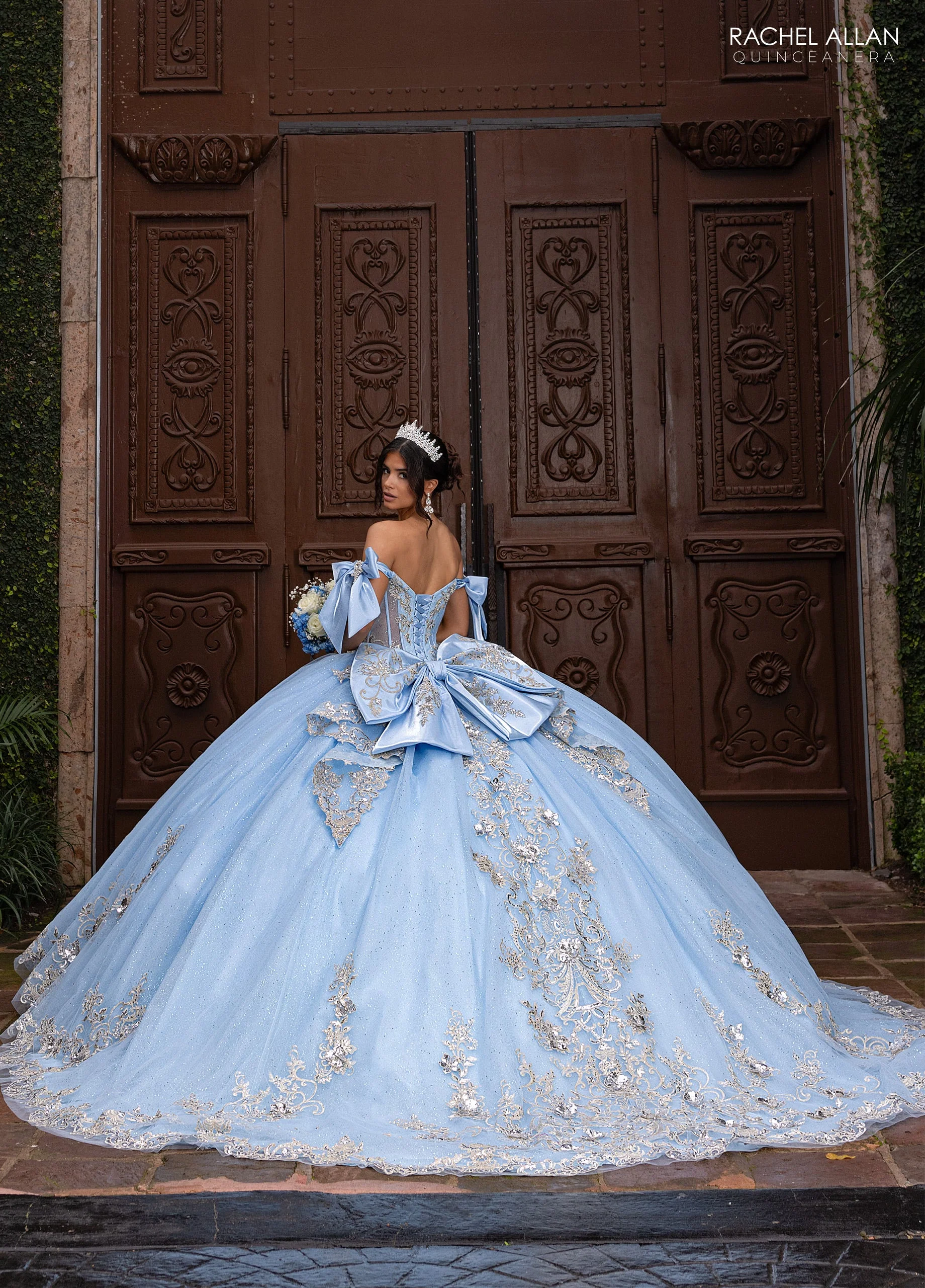 Rachel Allan RQ3155 - Bow Accented Sleeve Embroidered Ballgown - Image 6