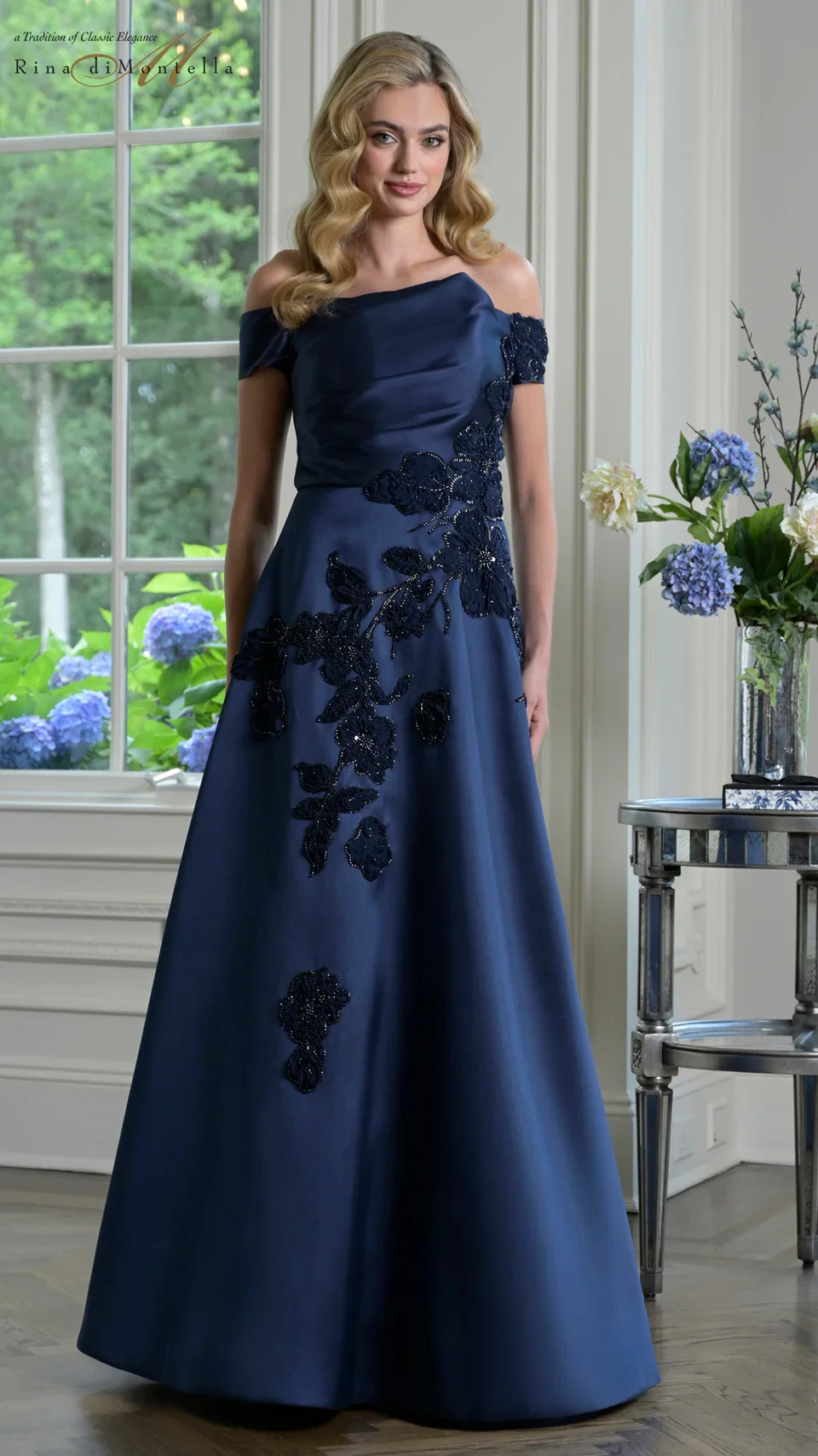 Rina Di Montella RD3344 - Floral A-Line Evening Gown - Image 6