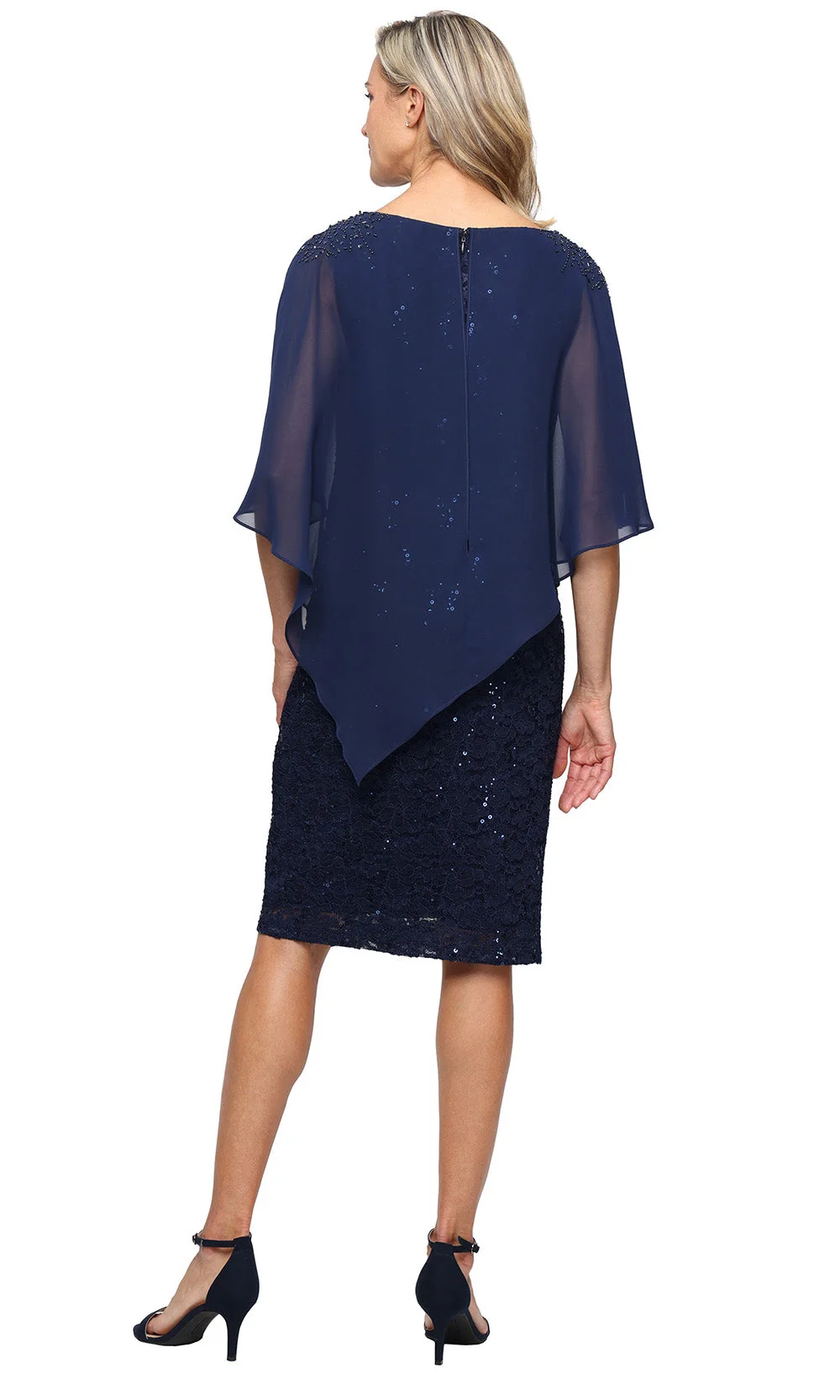 S.L. Fashions Dresses (SLNY) 9113150 - Asymmetric Overlay Knee-Length Dress - Image 5