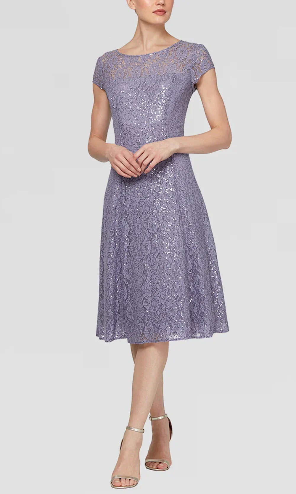 S.L. Fashions Dresses (SLNY) 9119129 - Cap Sleeve Sequin Lace Dress - Image 5