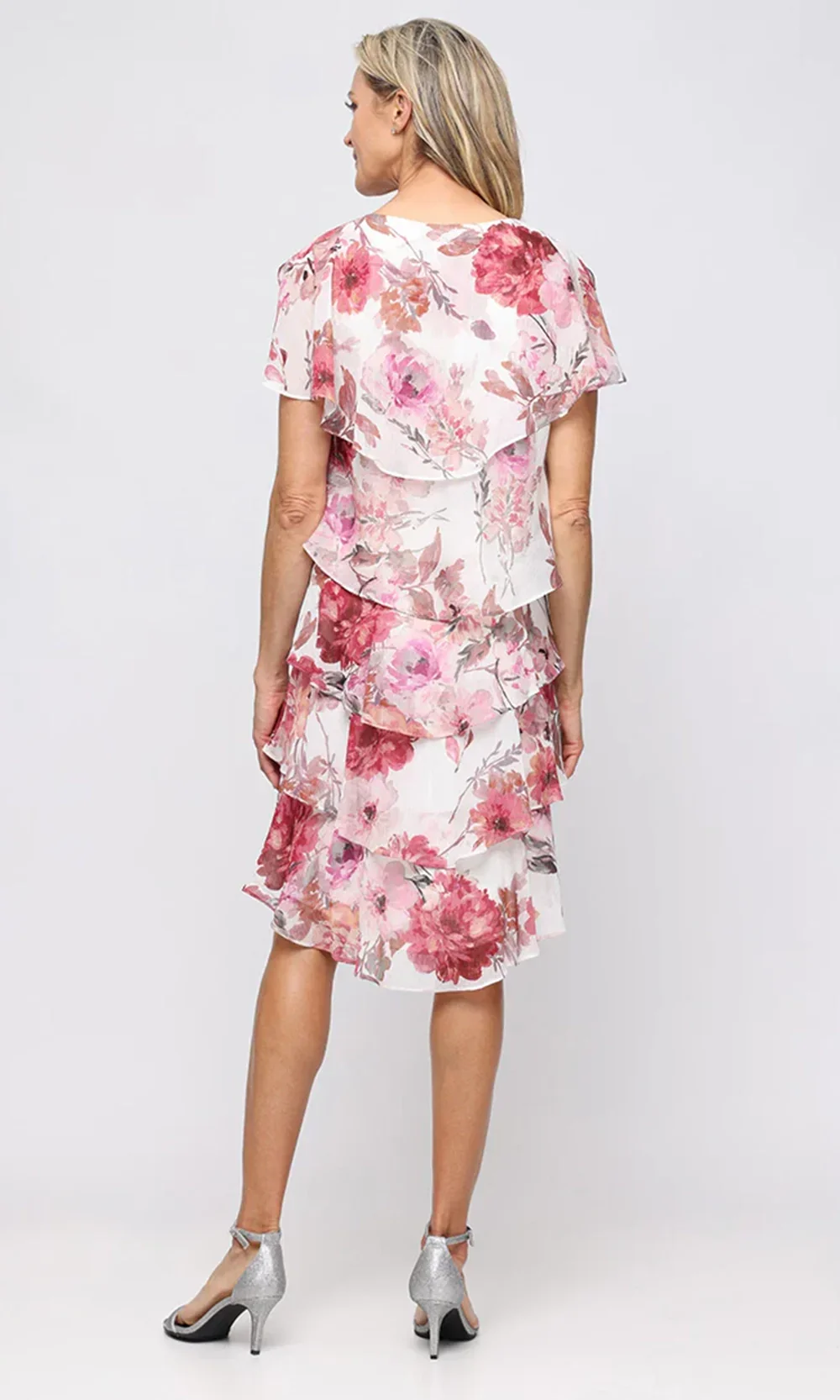 S.L. Fashions Dresses (SLNY) 9172195 - Floral Print Tiered V-Neck Dress - Image 2