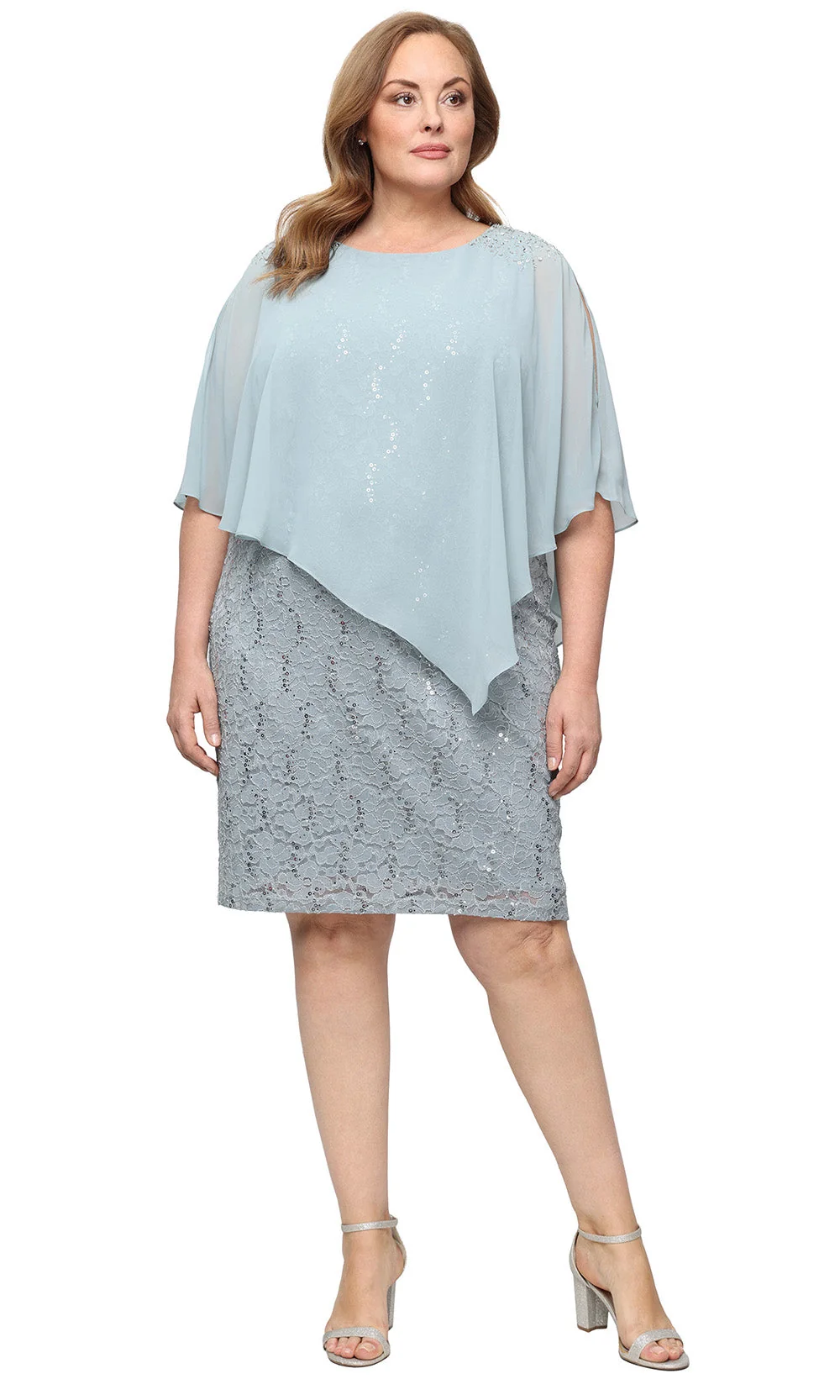 S.L. Fashions Dresses (SLNY) 9413150 - Bateau Asymmetric Overlay Dress - Image 3