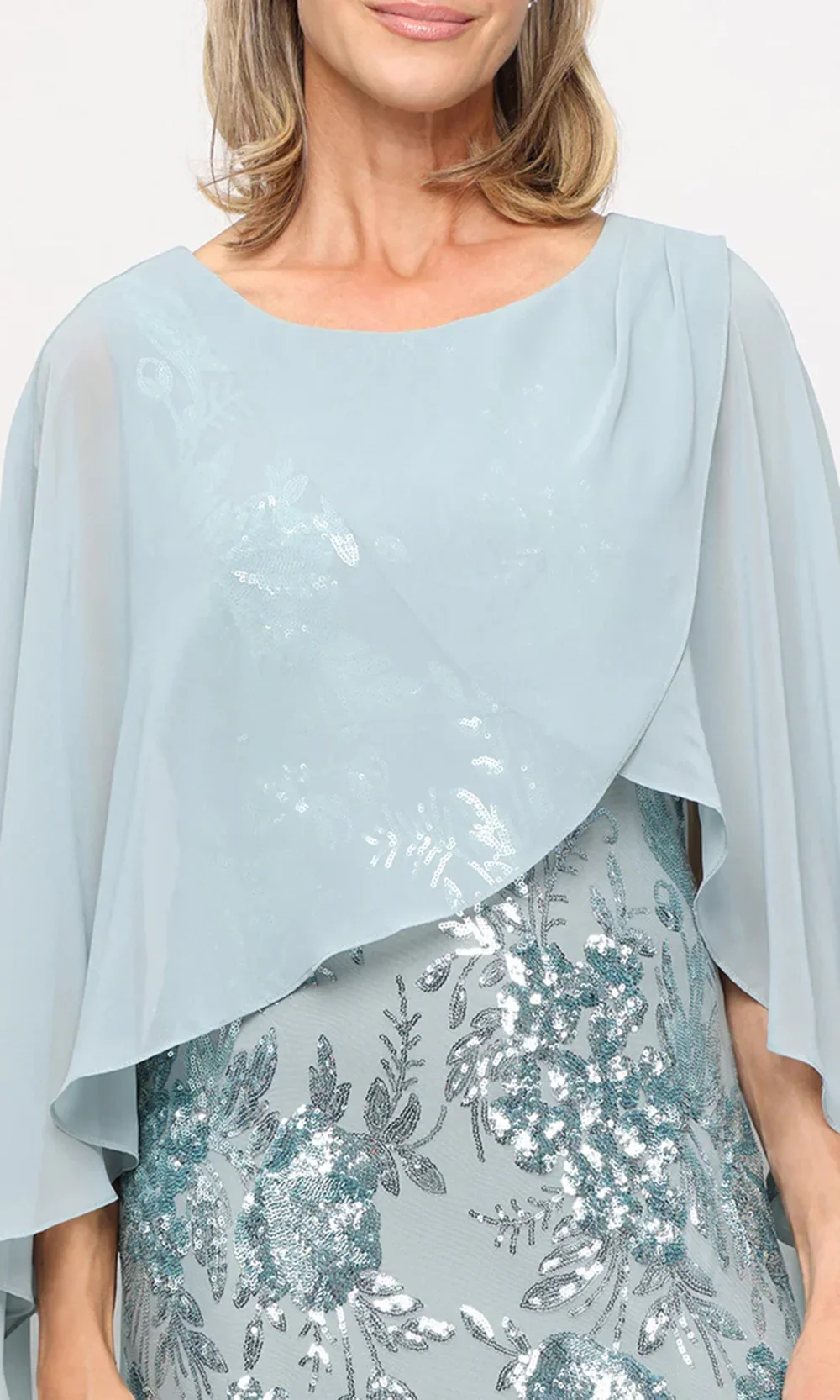 S.L. Fashions Dresses (SLNY) 9420348 - Sequin Embellished Capelet Dress - Image 3