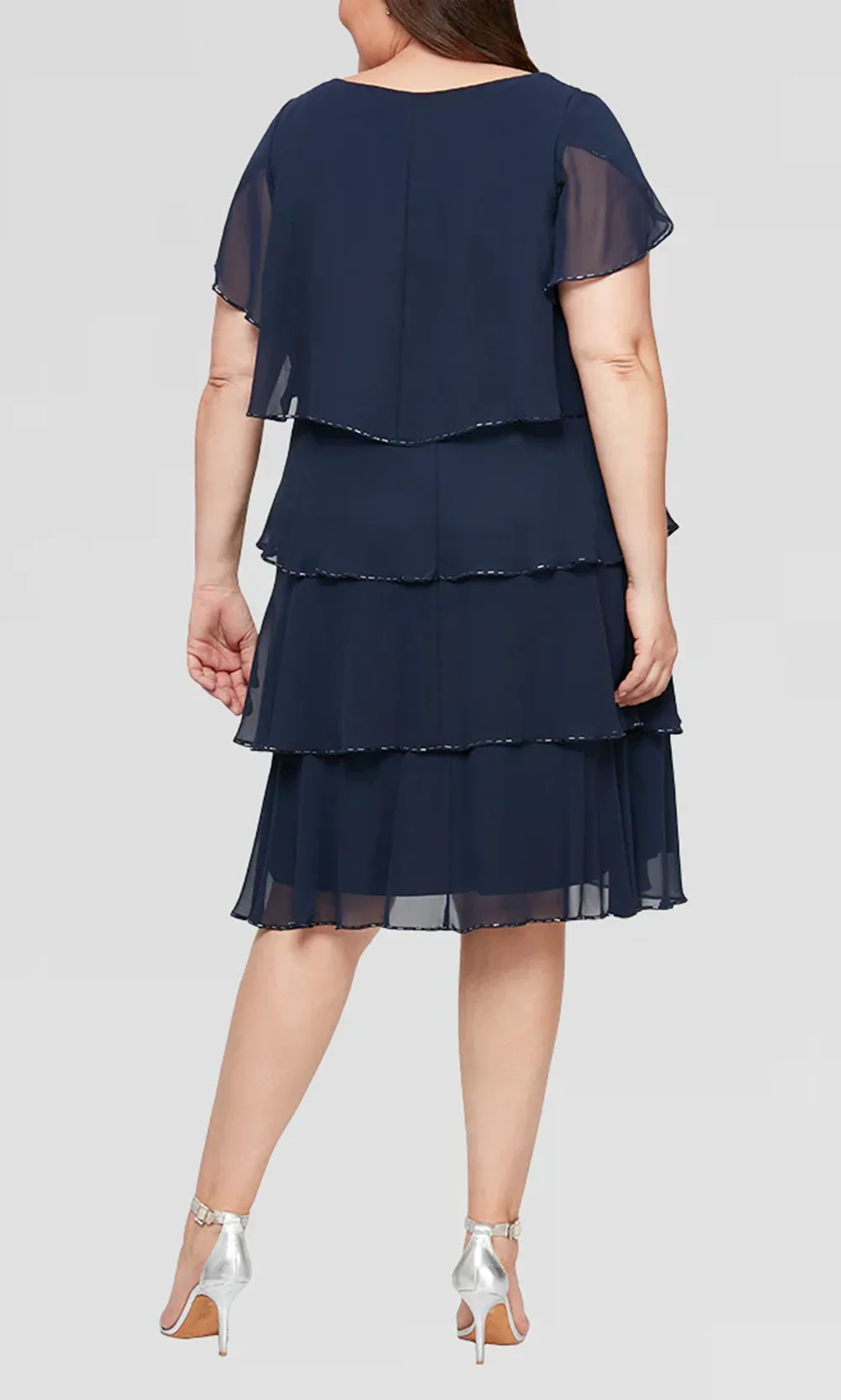 S.L. Fashions Dresses (SLNY) 9470656 - Jewel Neck Beaded Trim Dress - Image 2