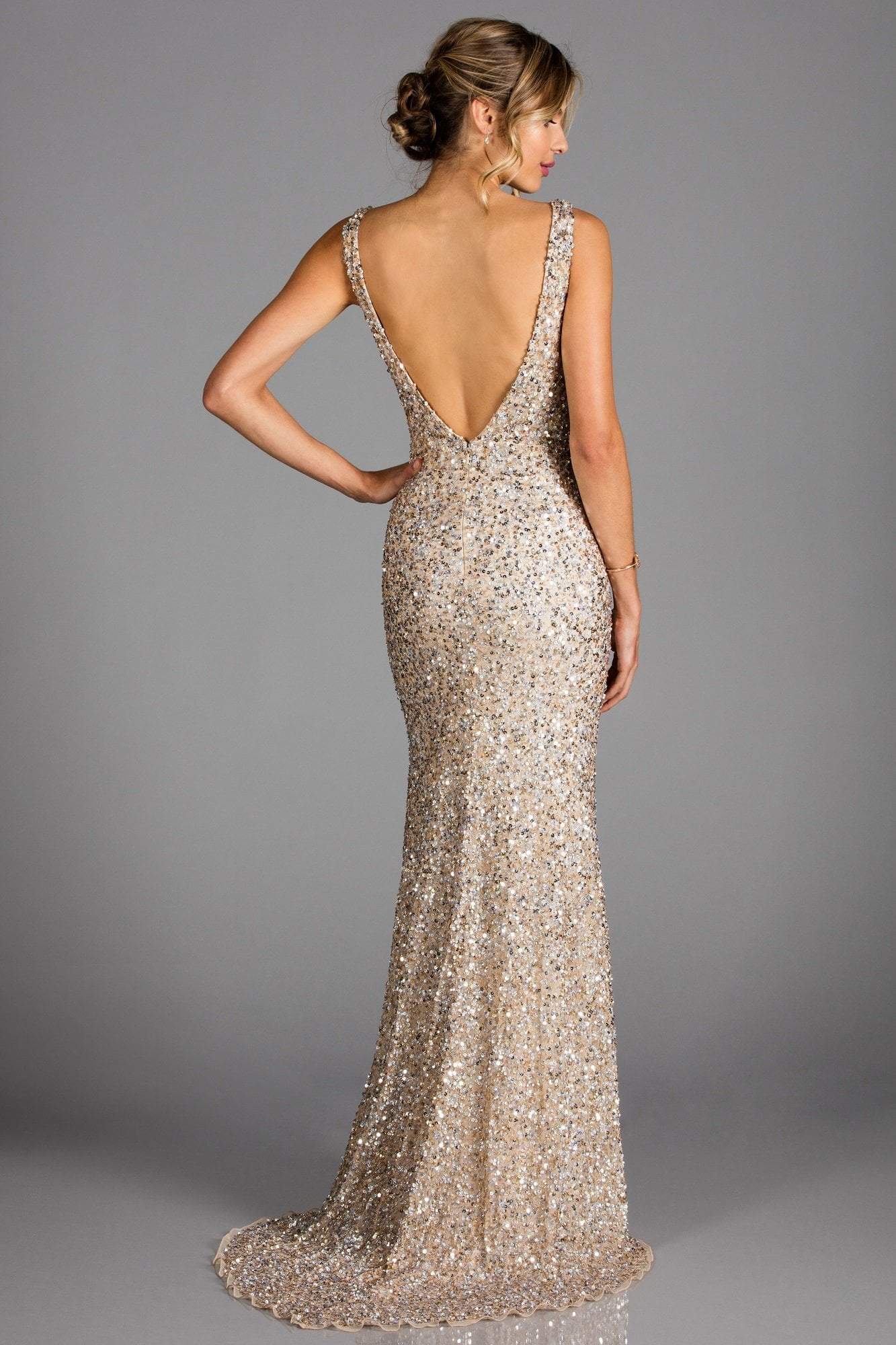 SCALA 48883 - Sequined V-Neck Sheath Dress - Image 6